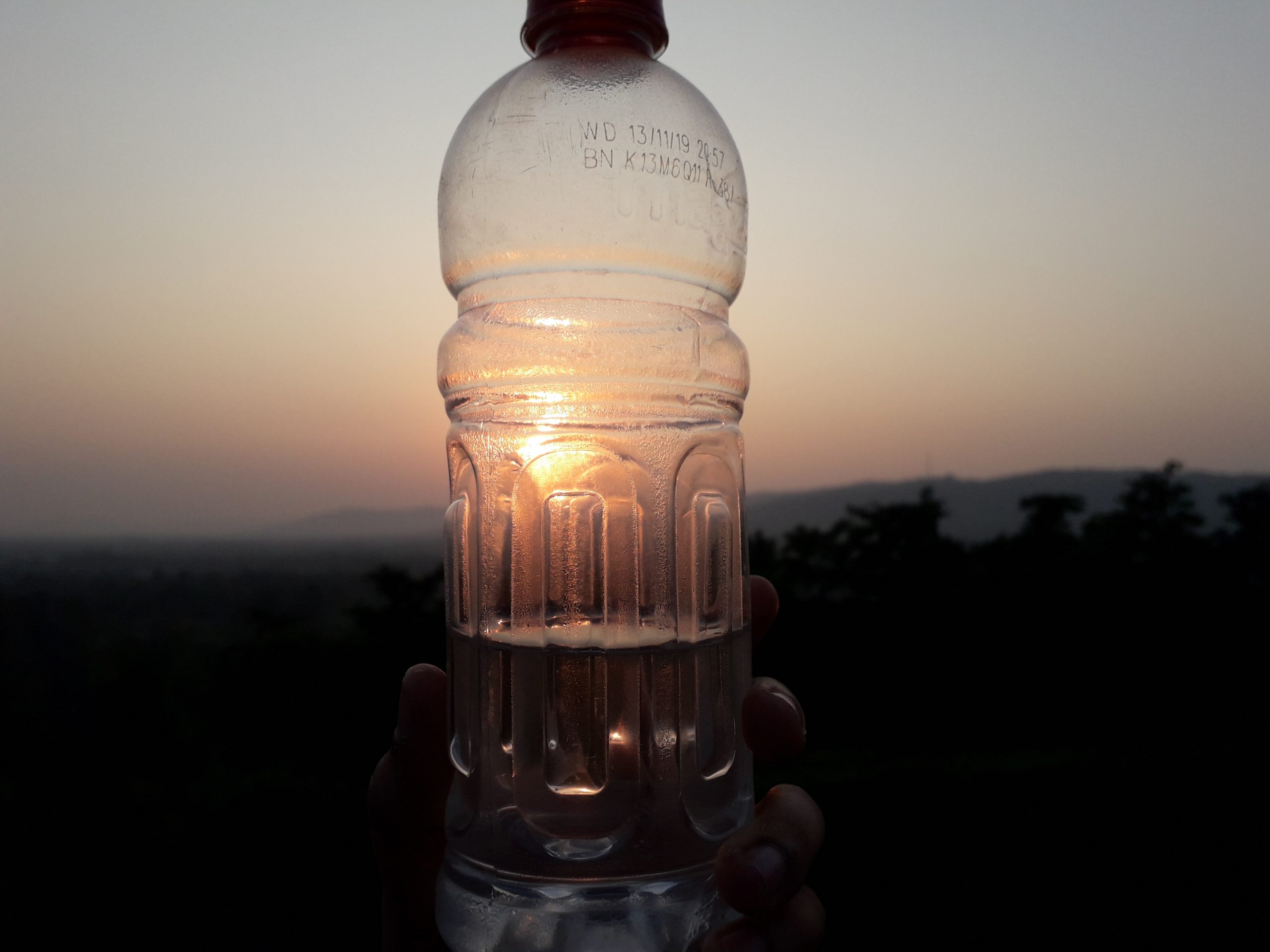 bottle against sun
