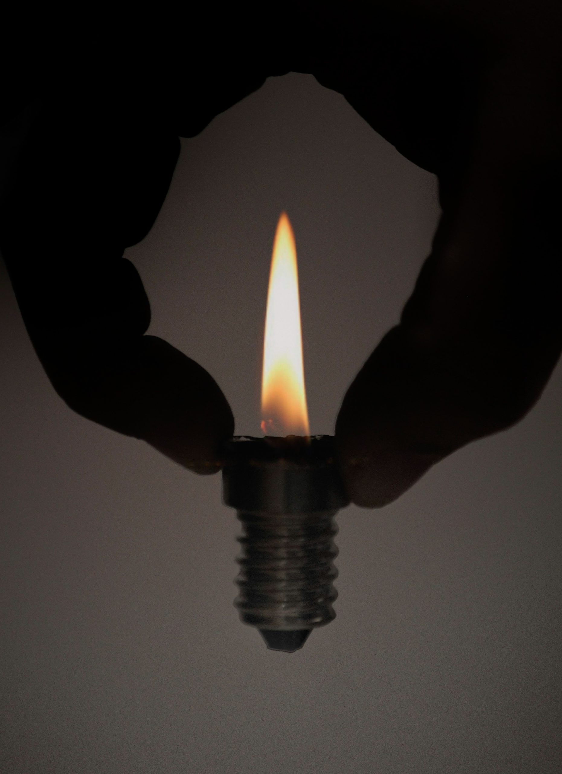 Flame on broken bulb