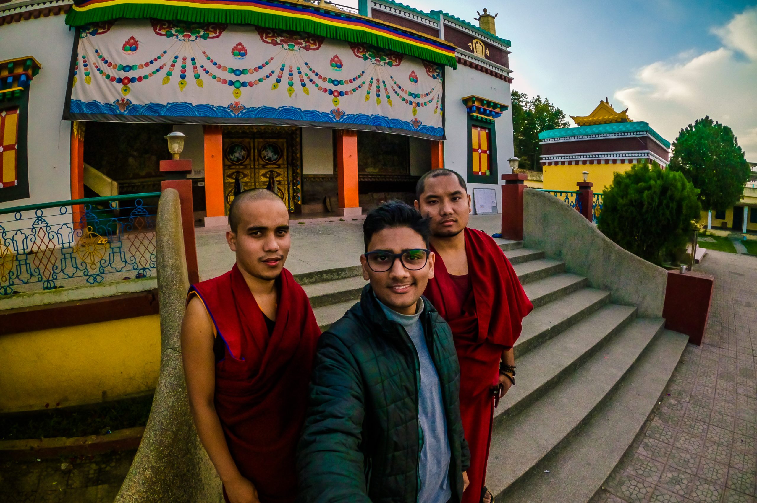 A boy with Buddhist Priests