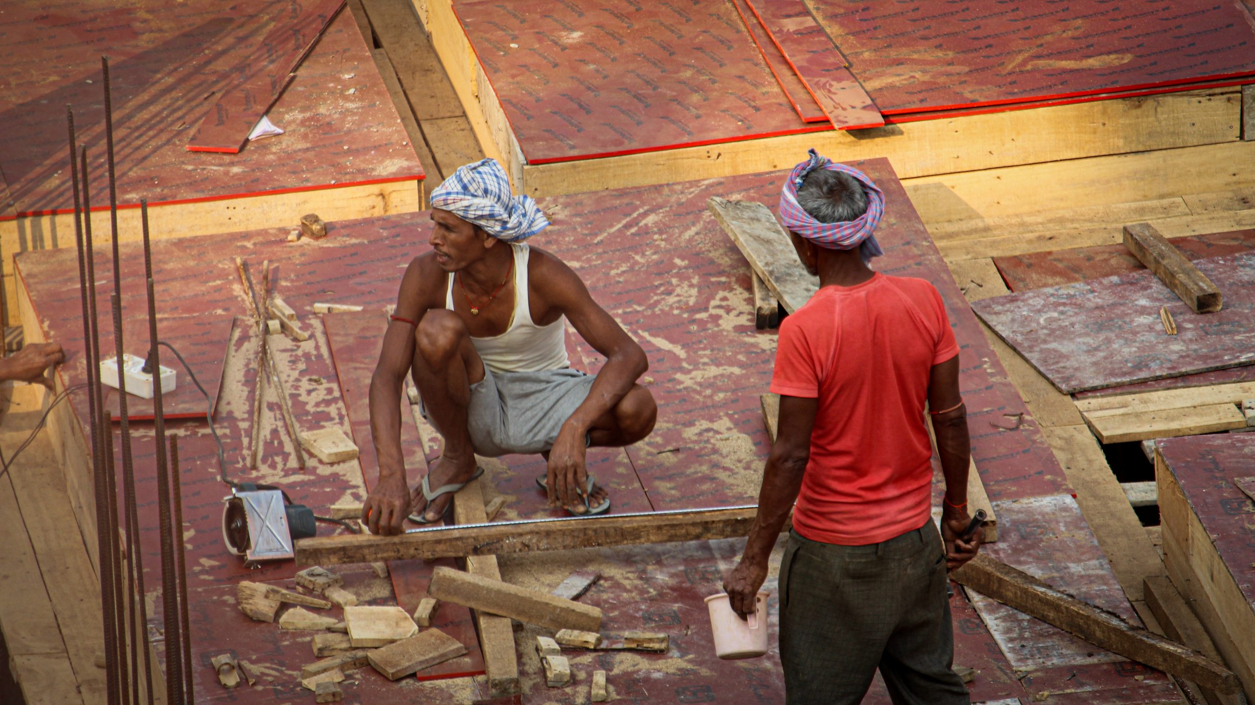 Carpenters working on a building