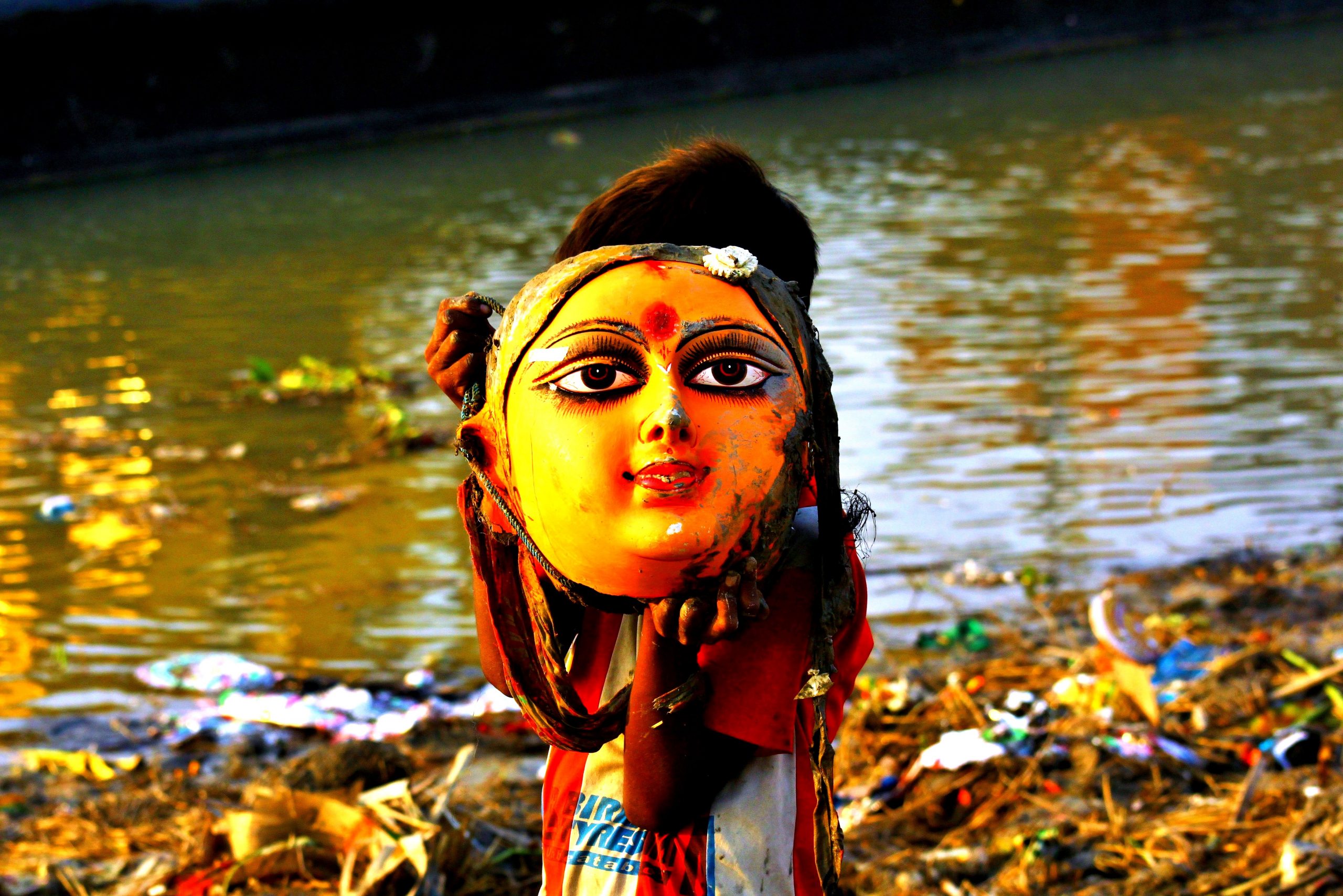 Face of goddess after immersion in river