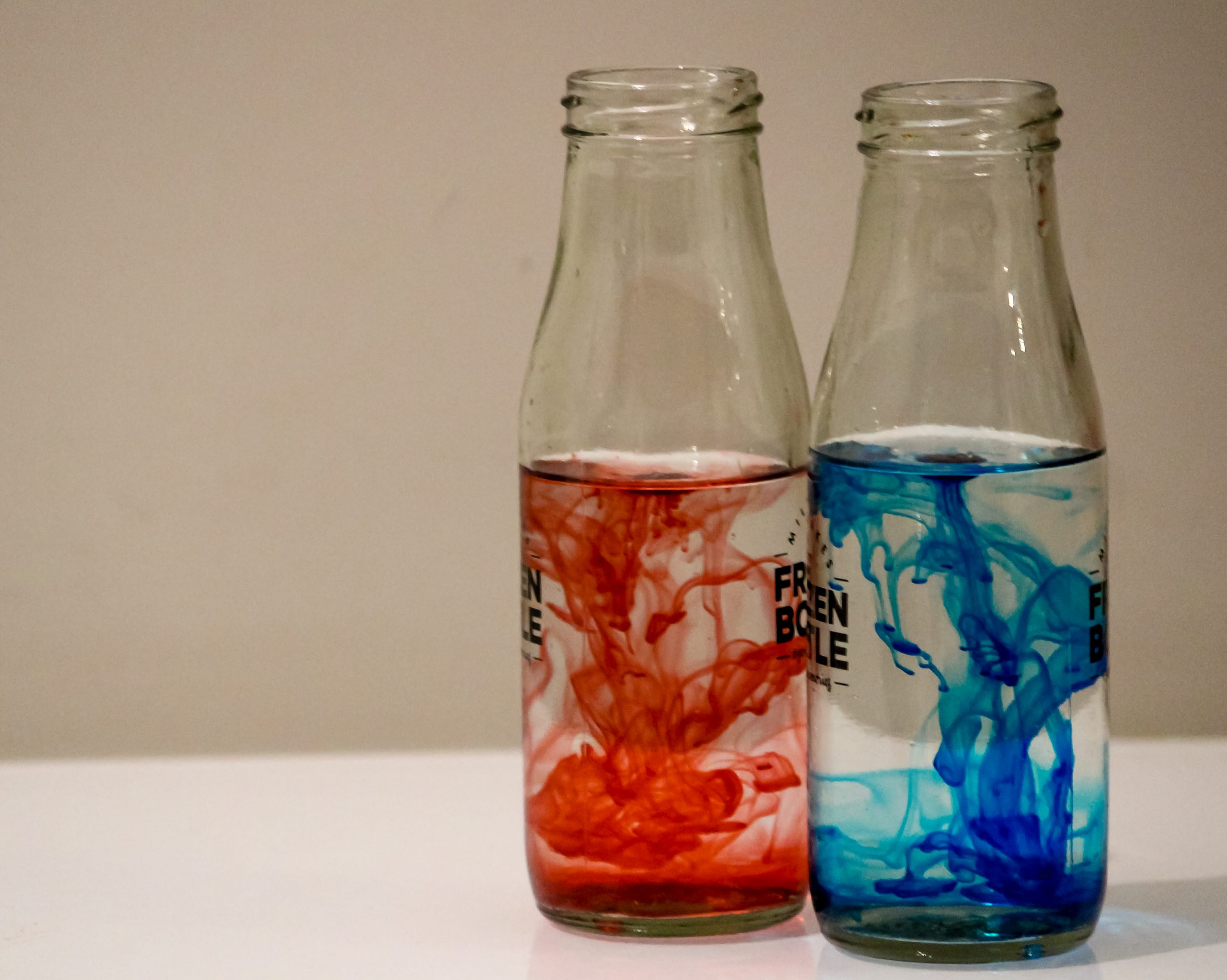glass bottles with colors