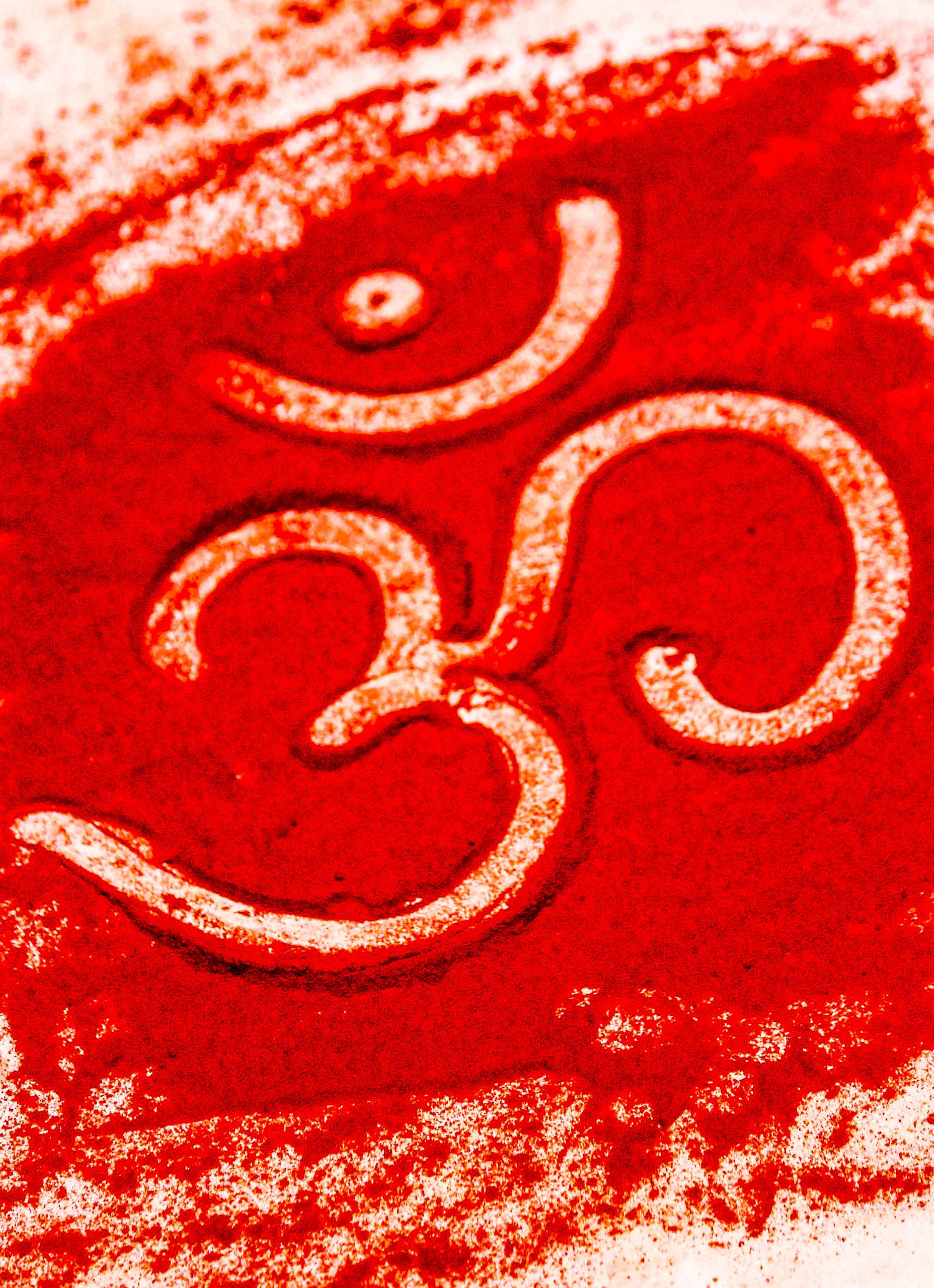 Om written on red color