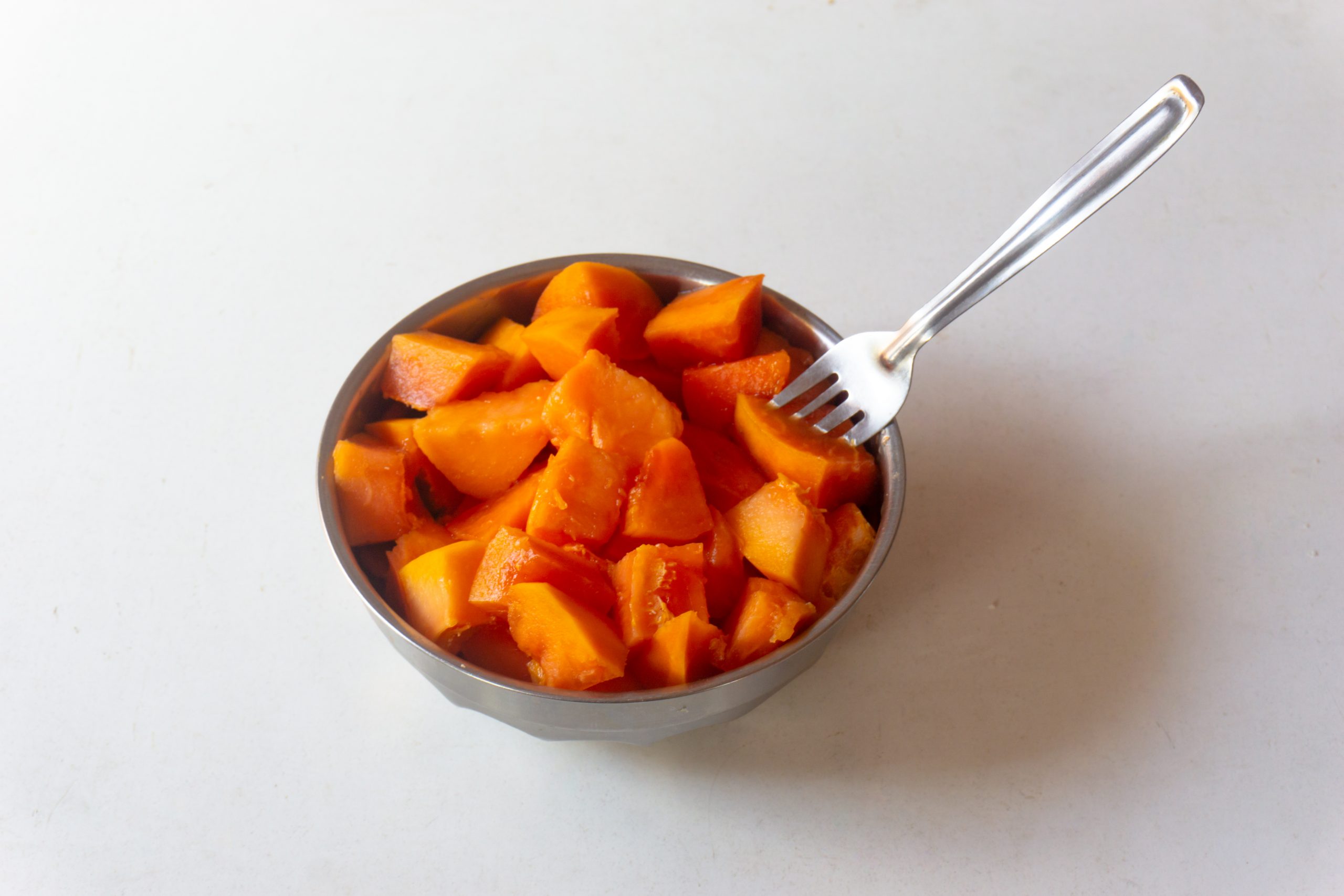 Papaya pieces in bowl