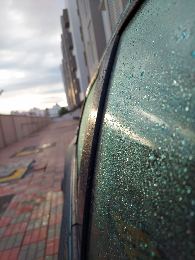 car side mirror during rain