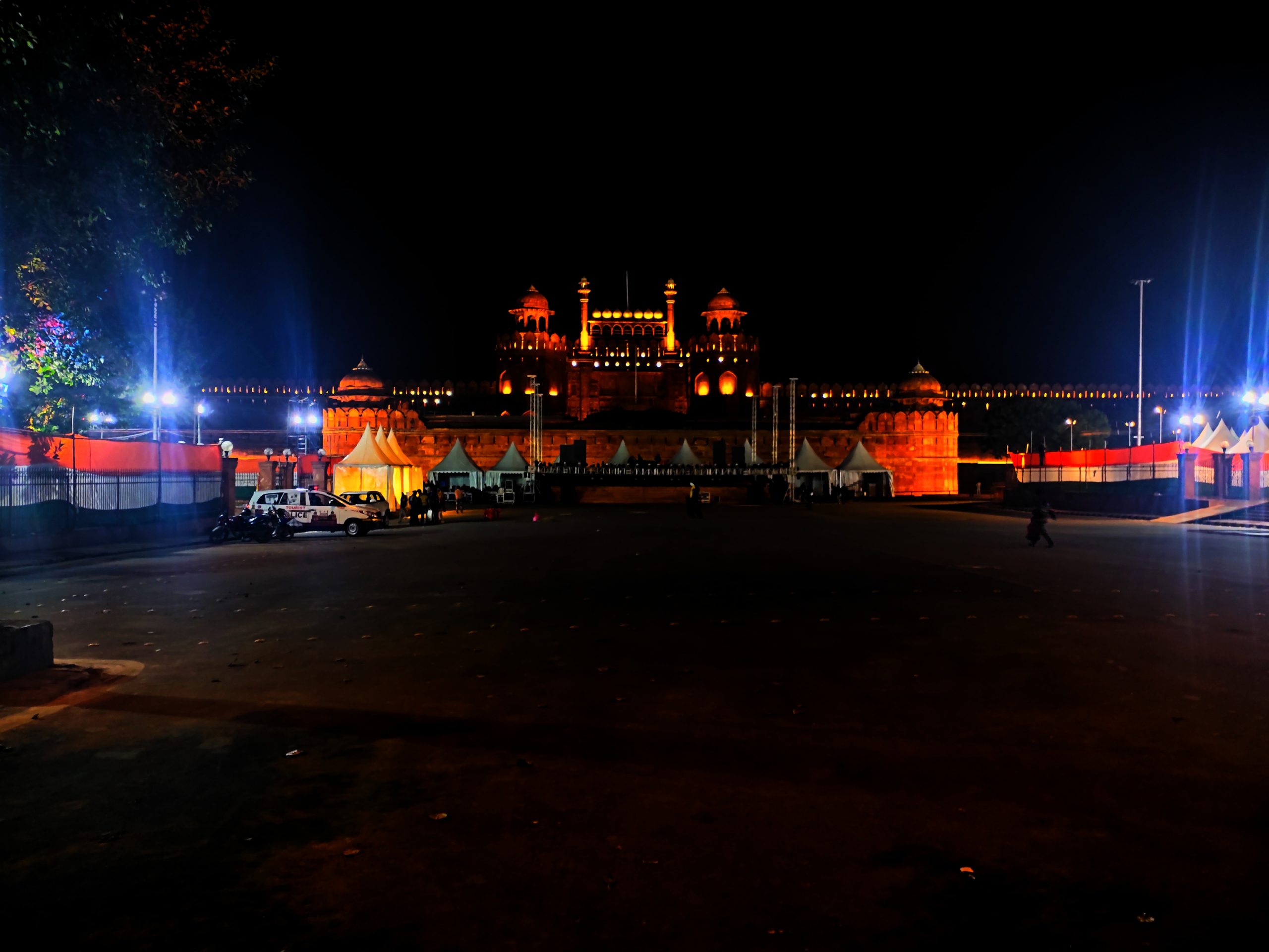 Red fort at night
