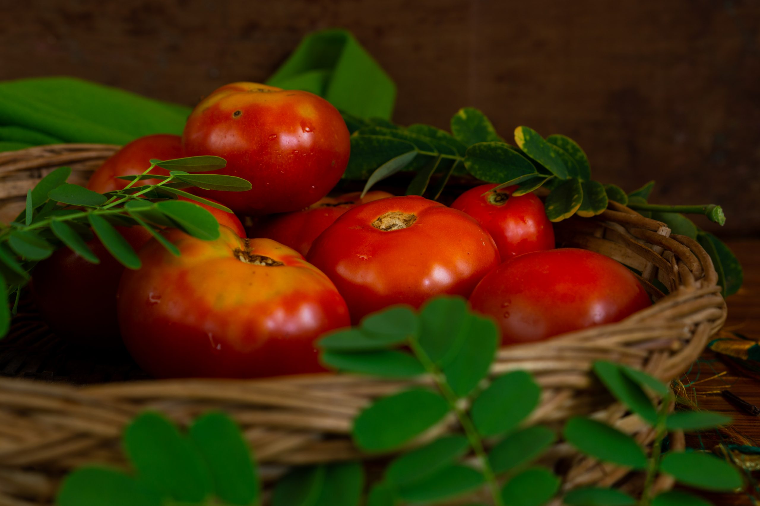 Red tomatoes in a basket