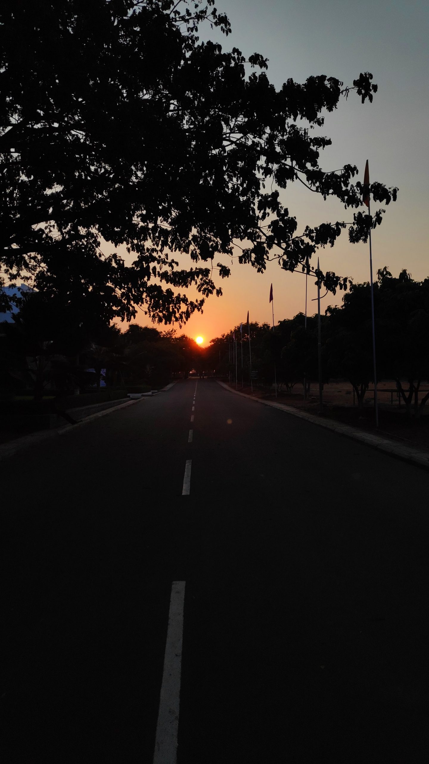 Sunset over a road