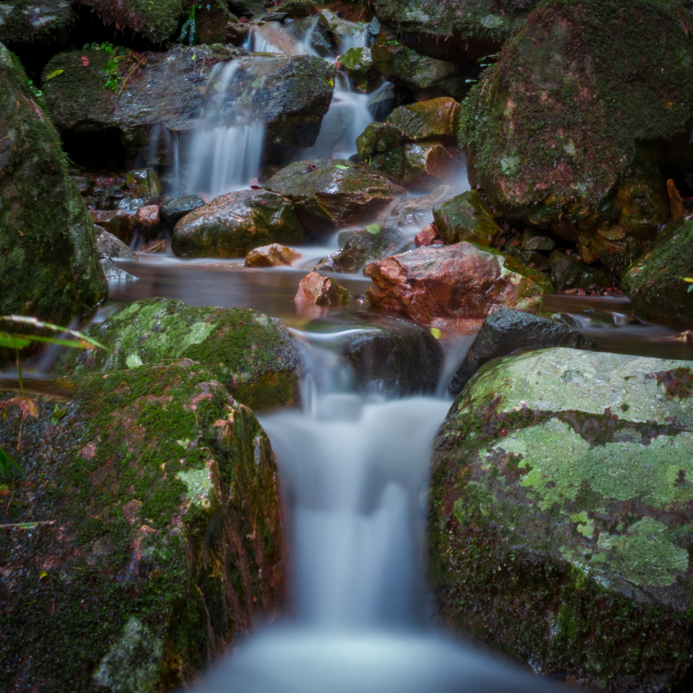 Water flowing through rocks