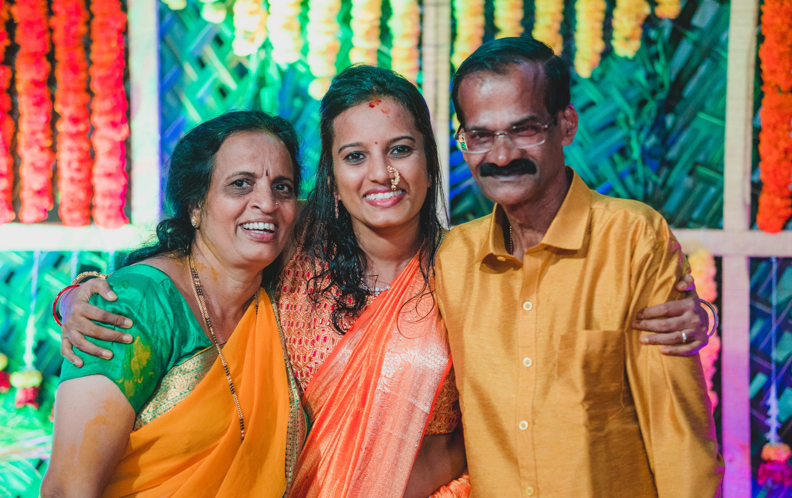 A girl with her parents