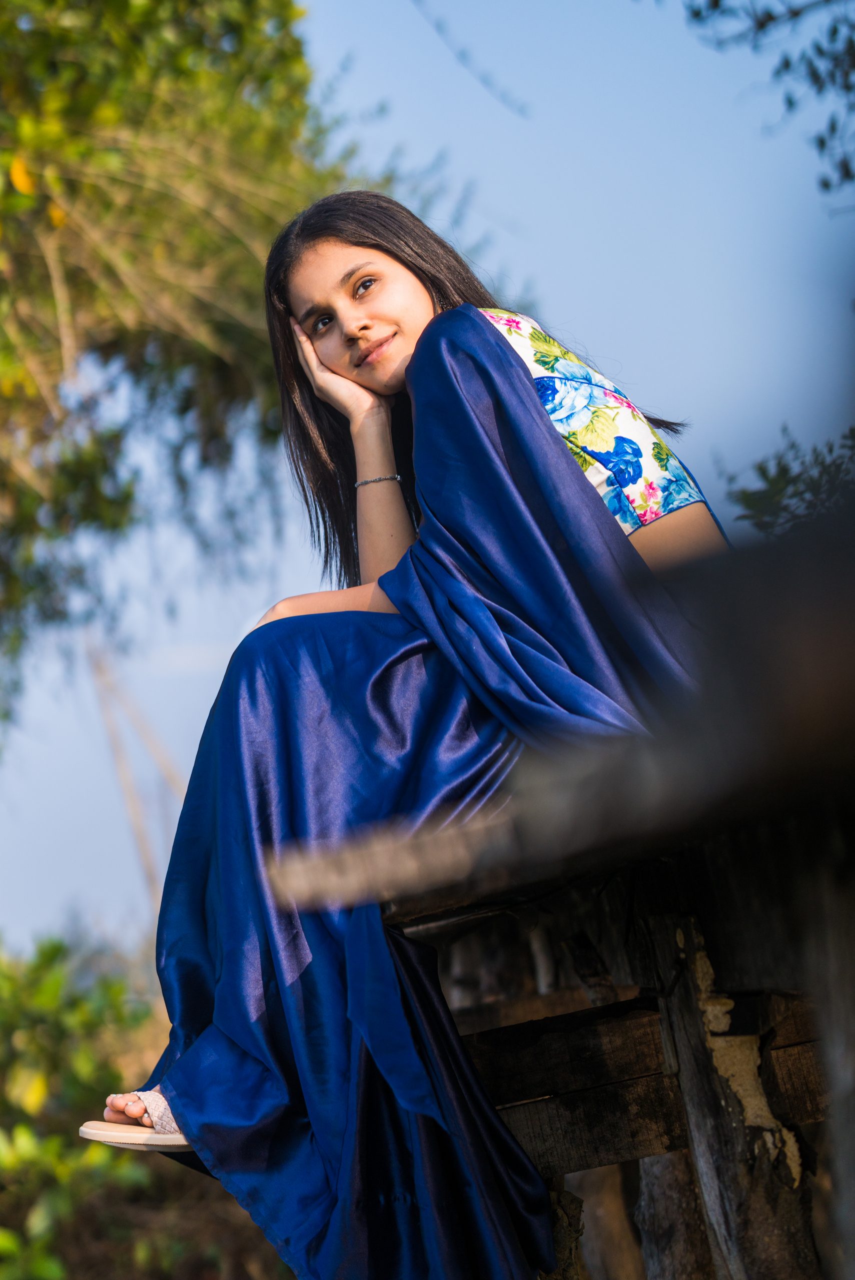 girl posing in saree