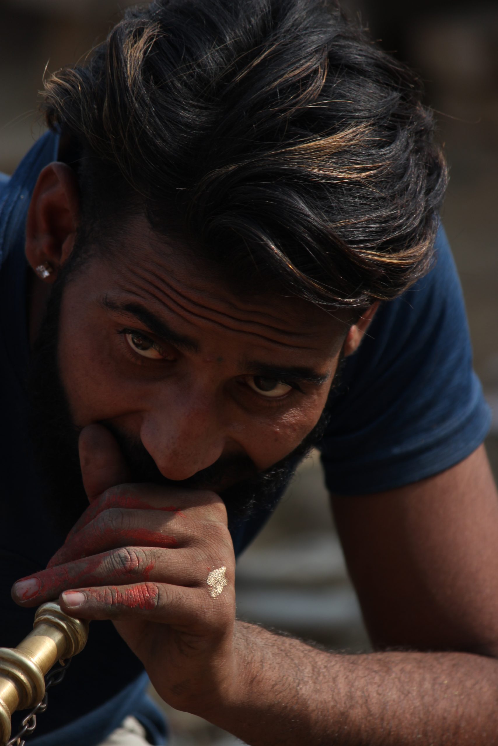 A boy smoking hookah