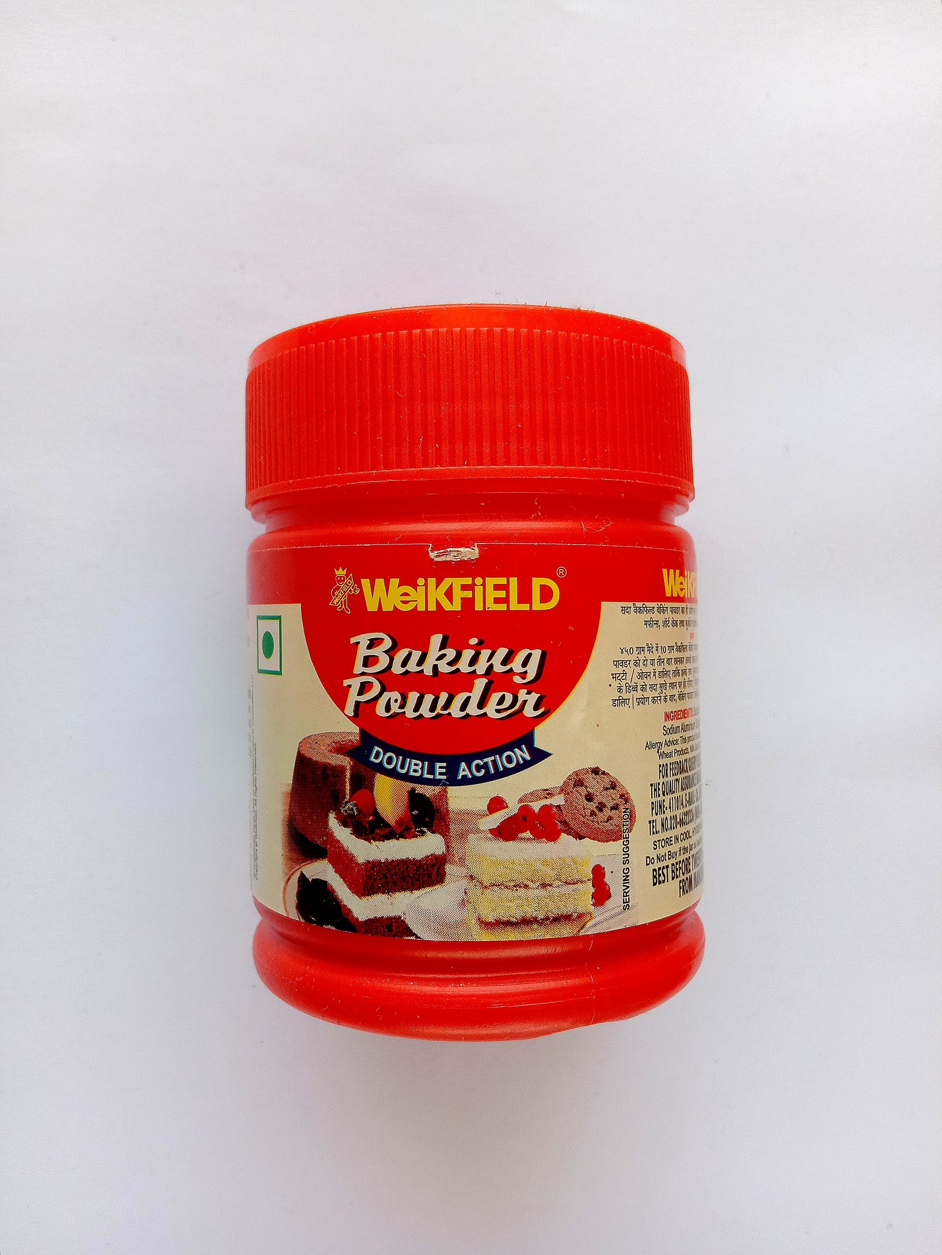 A baking powder container