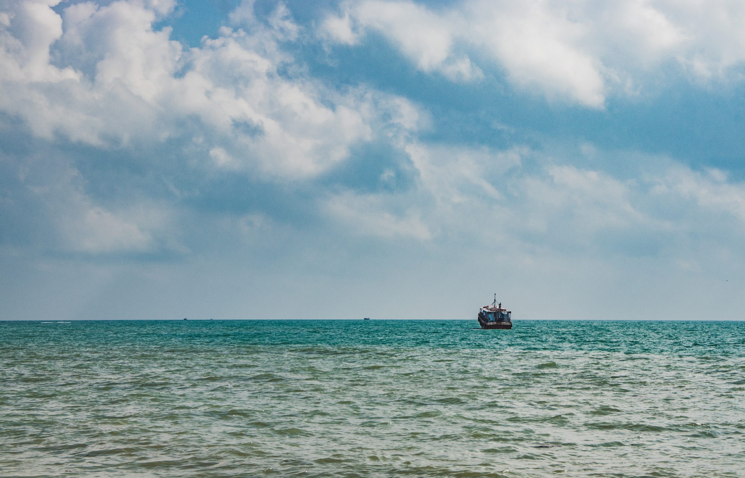 A boat in a sea