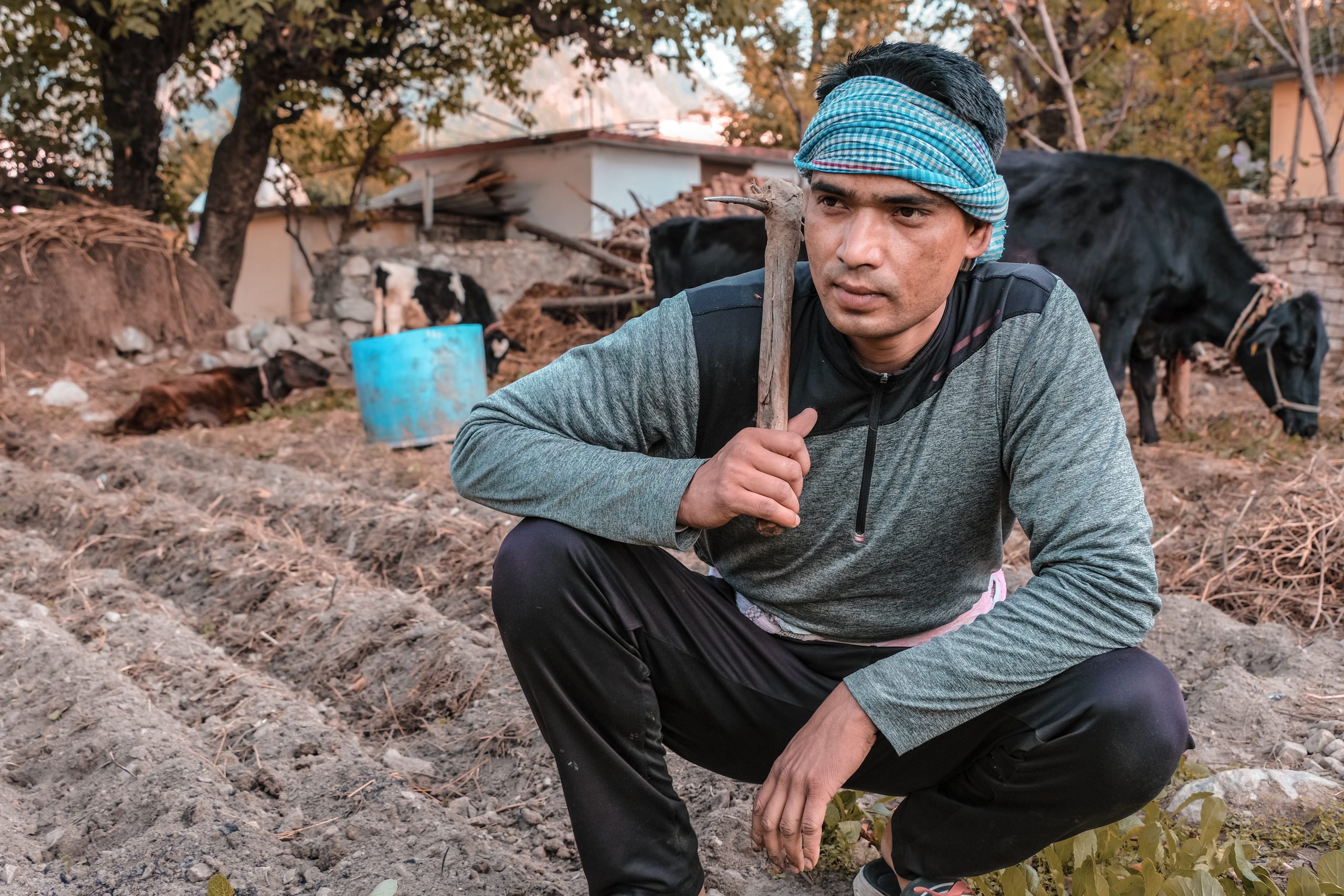 A farmer in his village