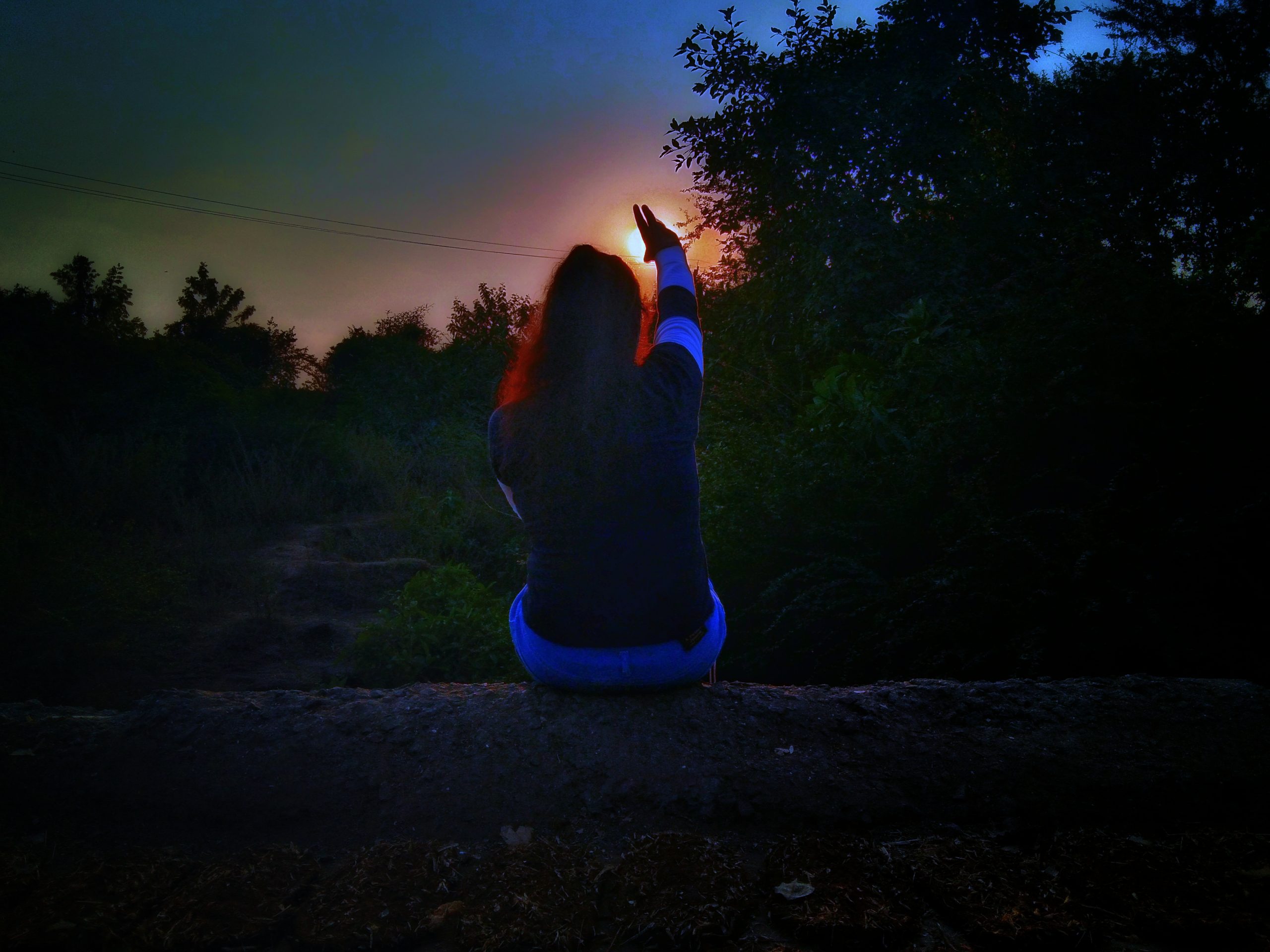 A girl during sunset