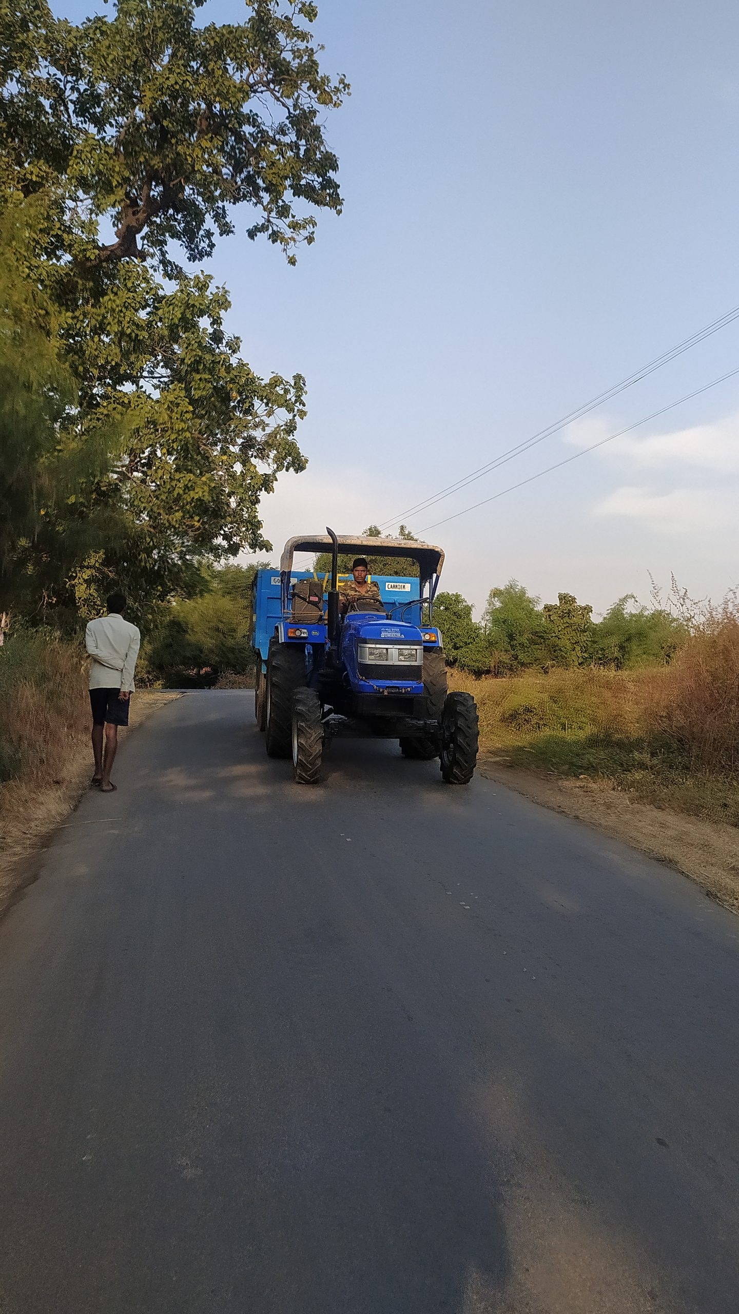 A tractor on a road