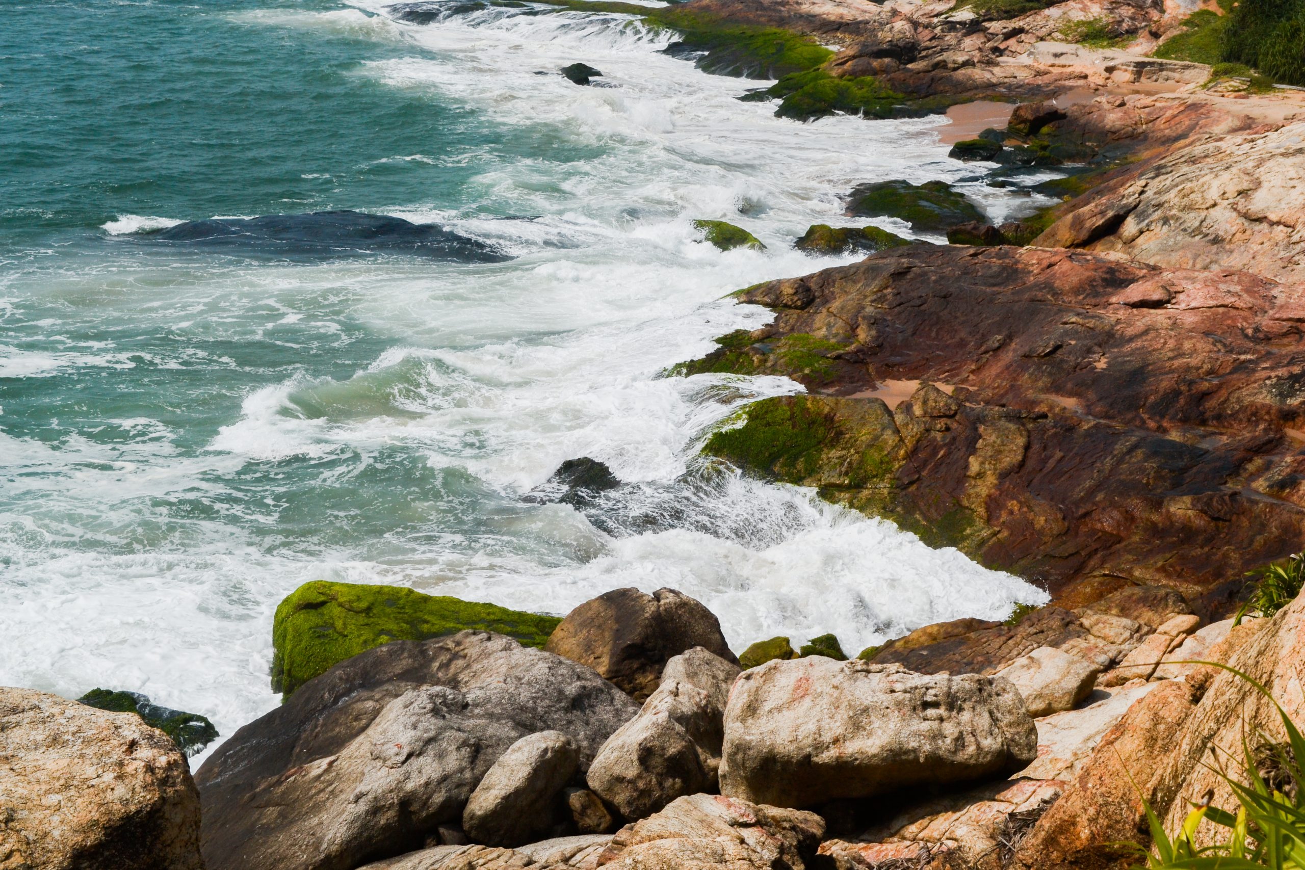 waves splashing against rocks