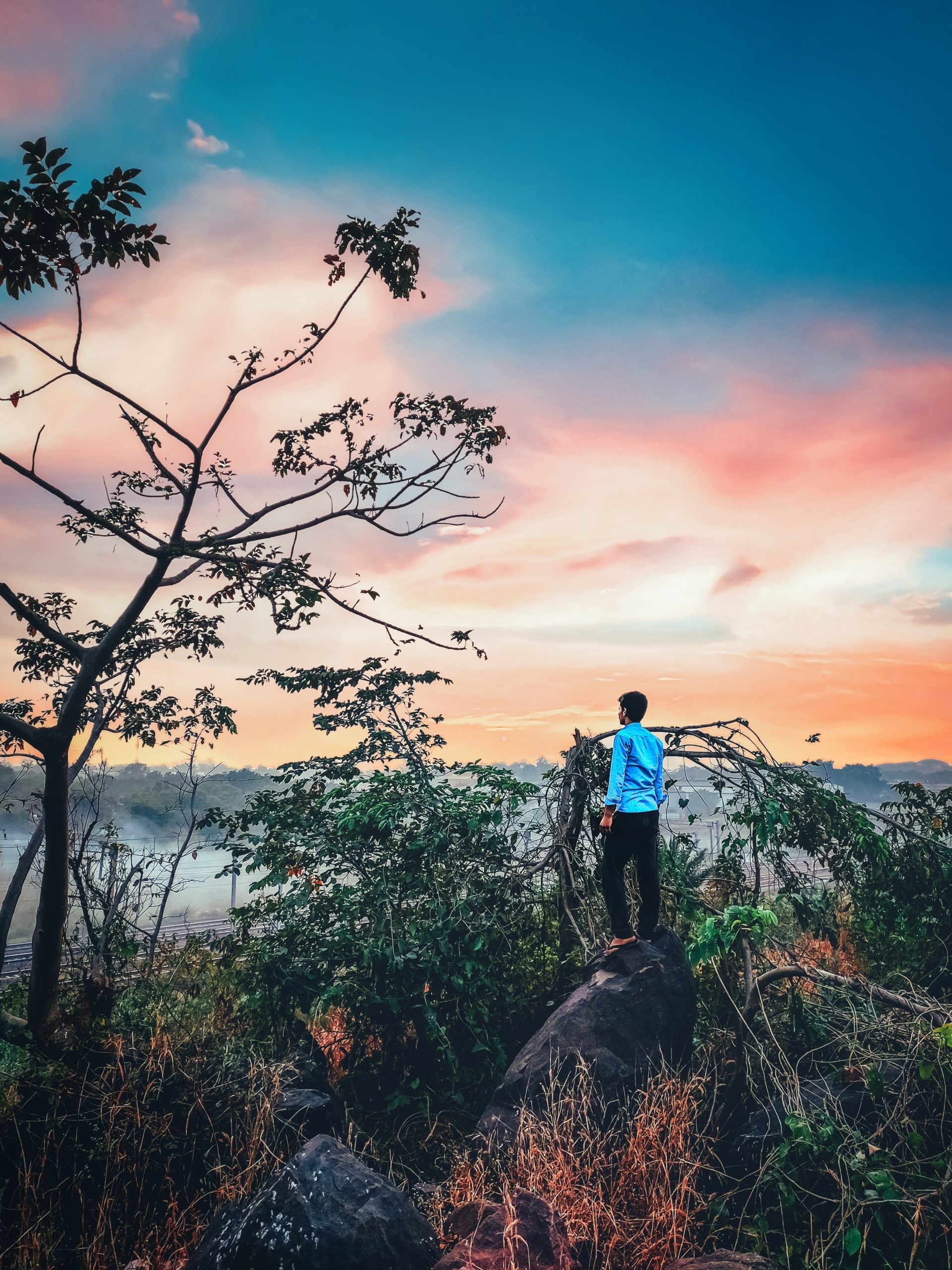 A boy on a hill