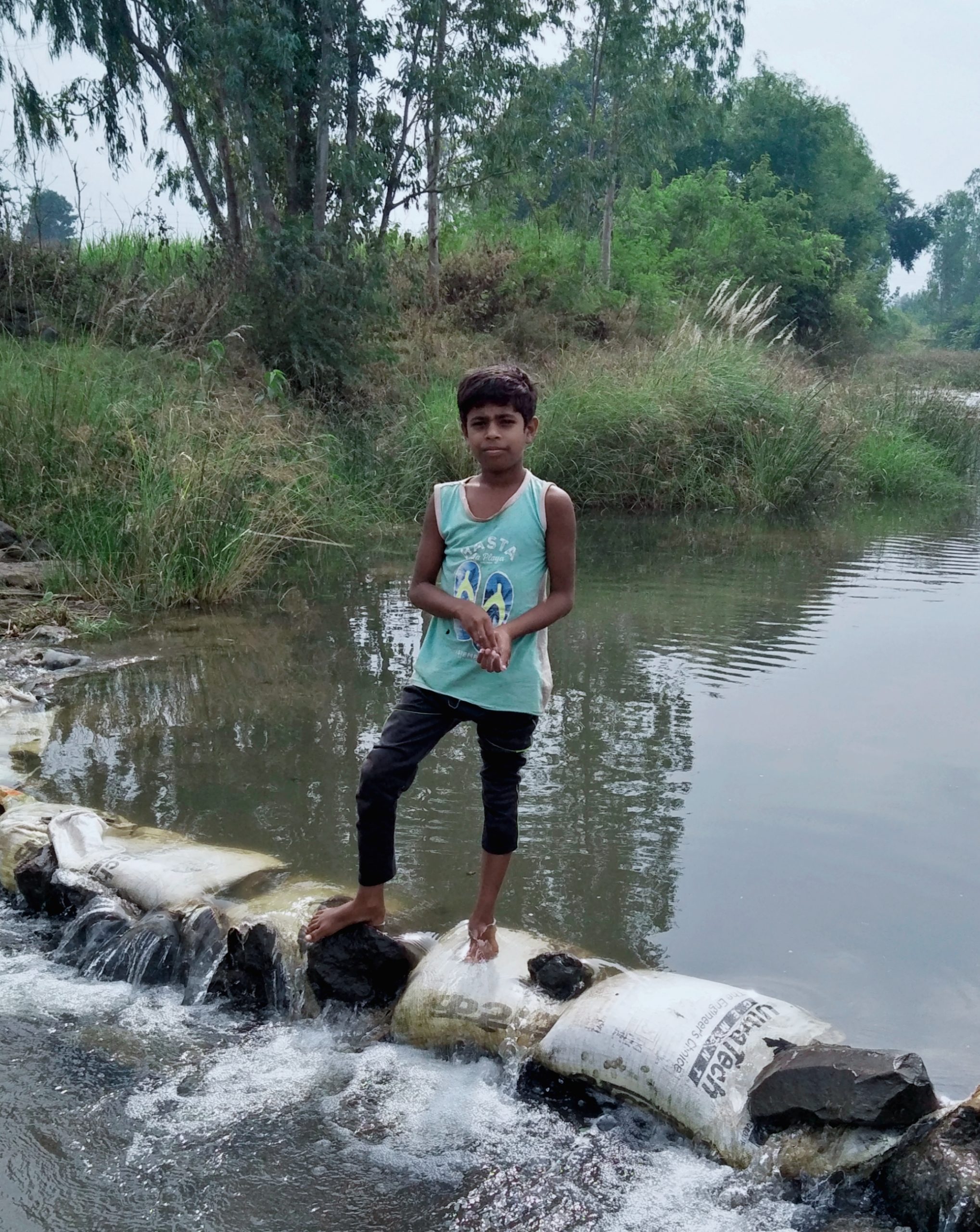 A boy in a river