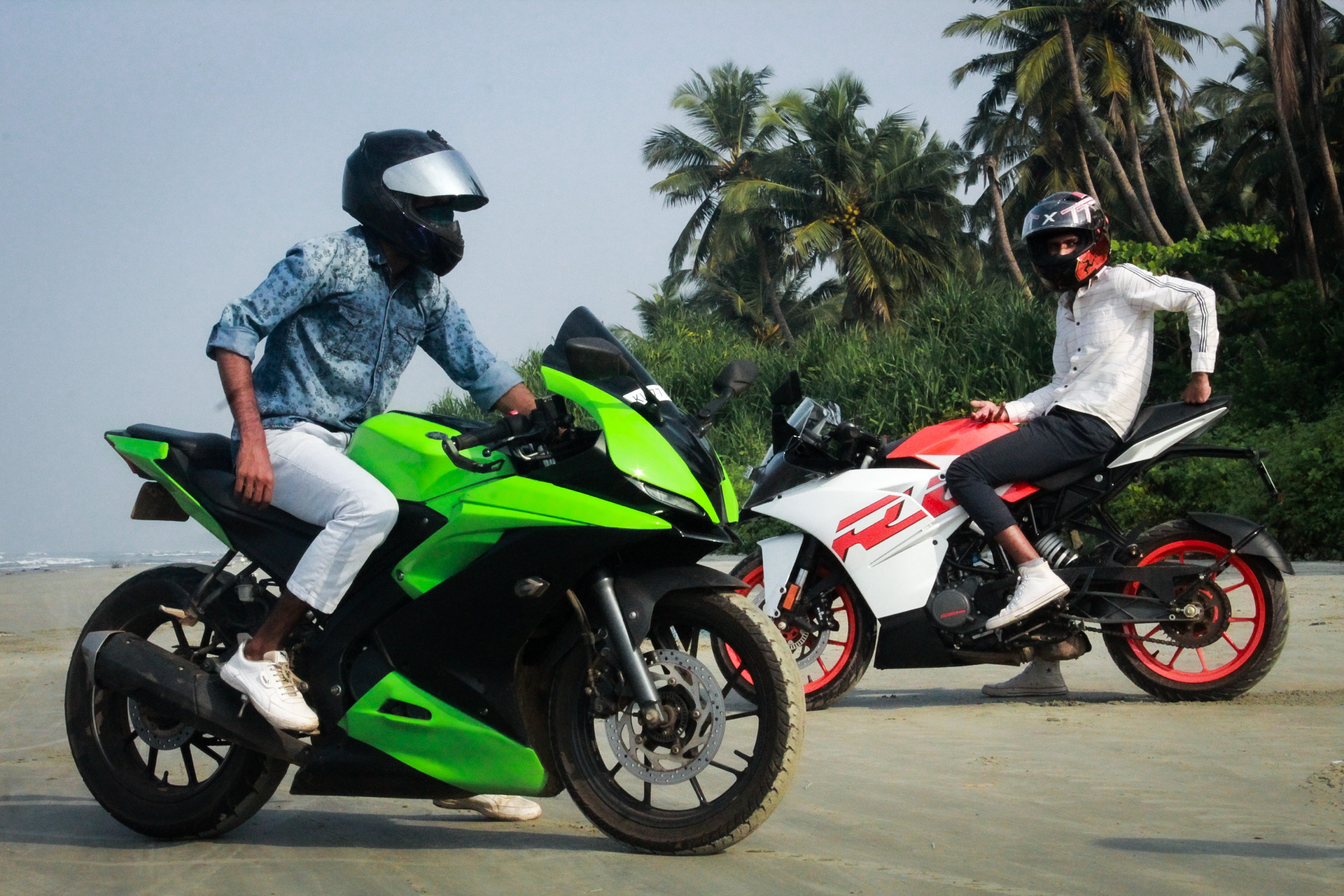 Boys on racing bikes