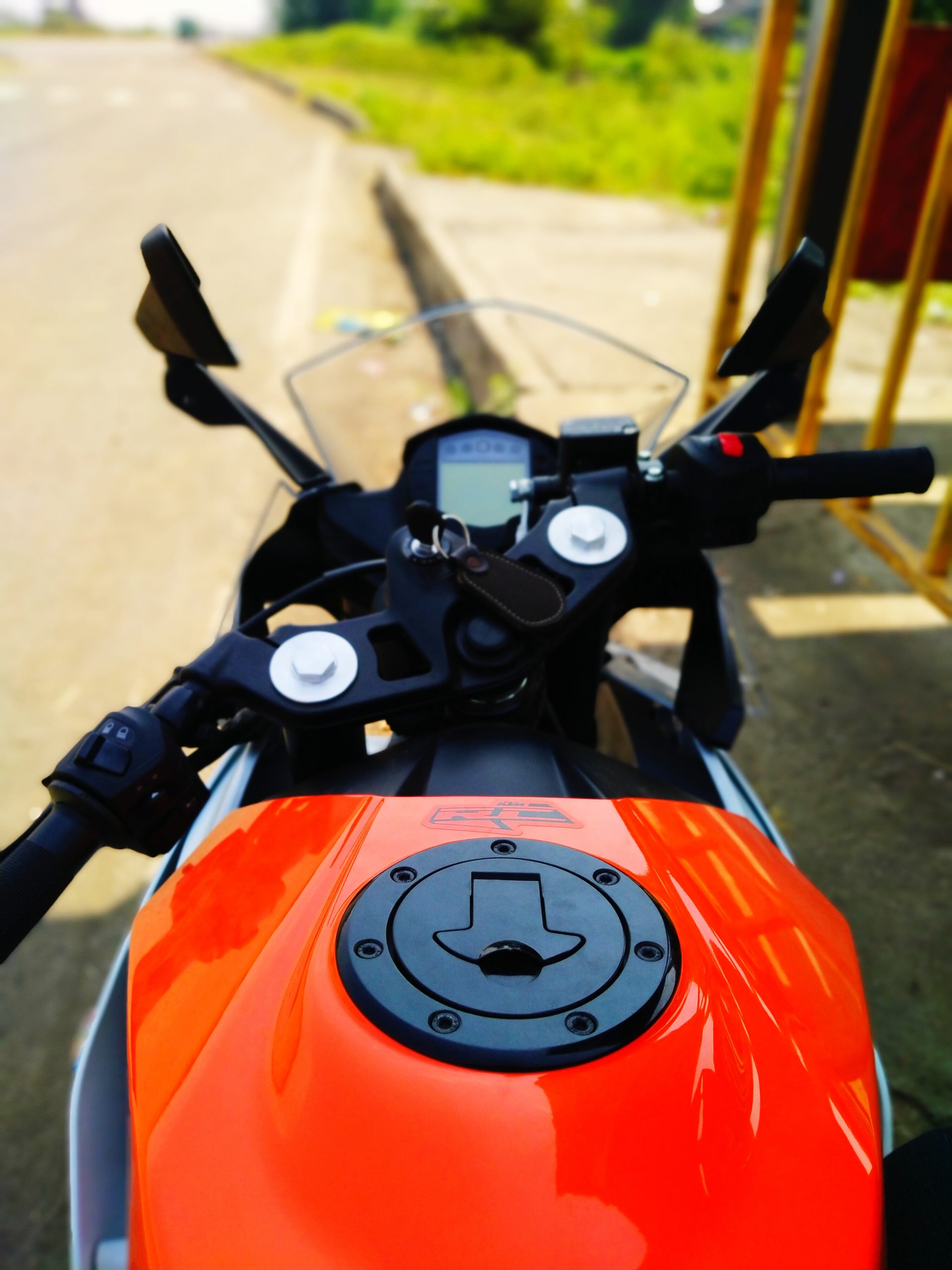 Fuel tank and handle of a bike