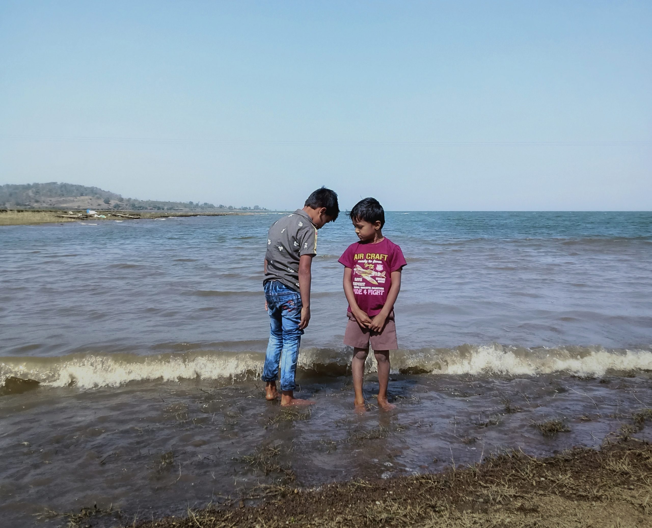 Kids playing in the sea
