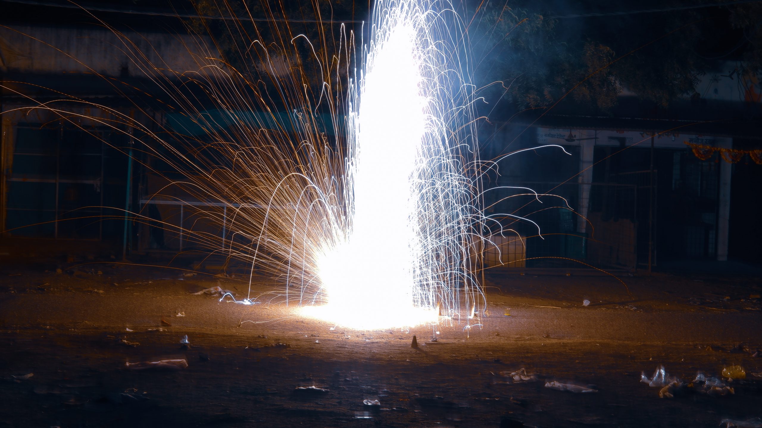 A firecracker sparkling