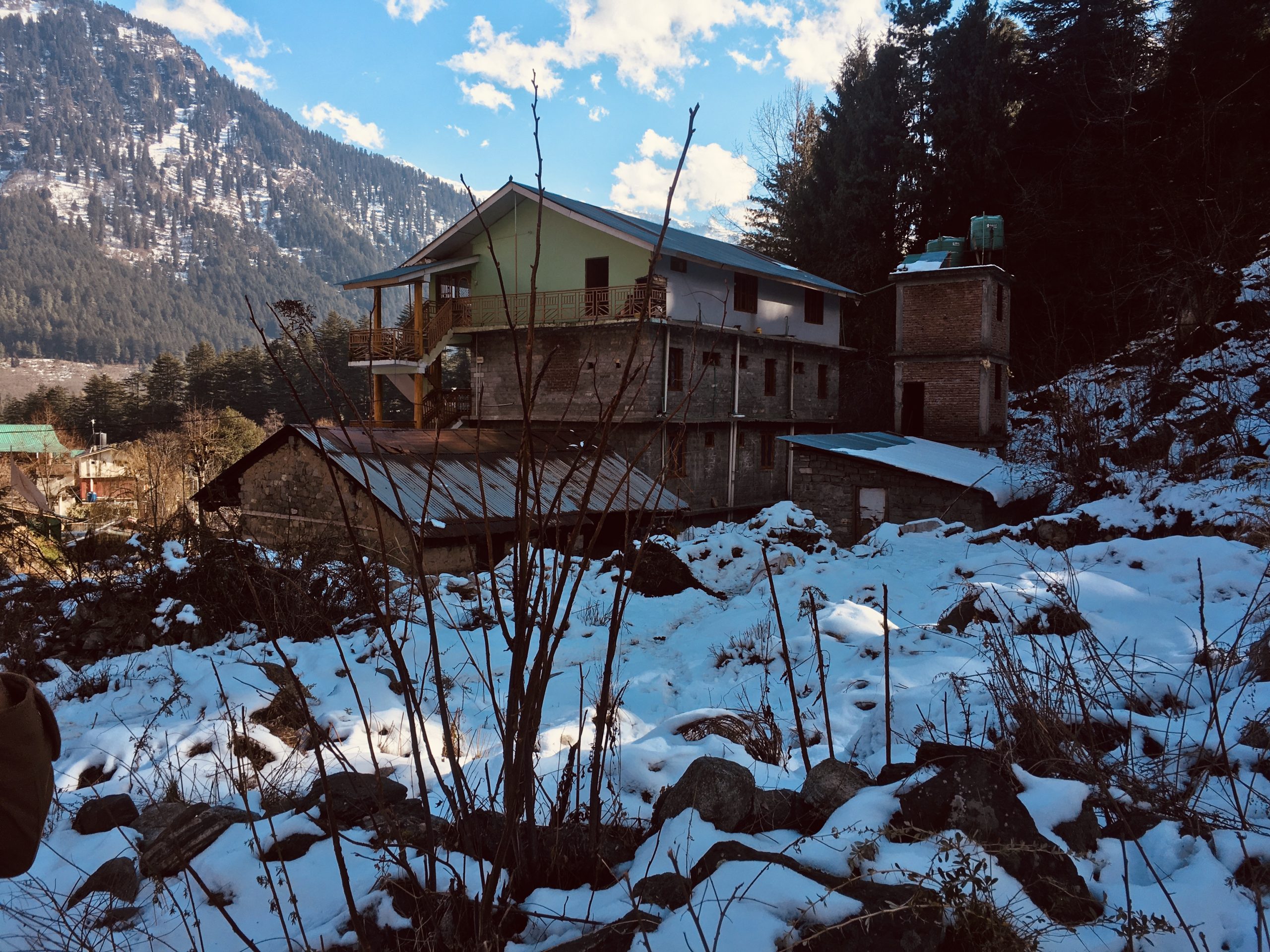 Snow around a house