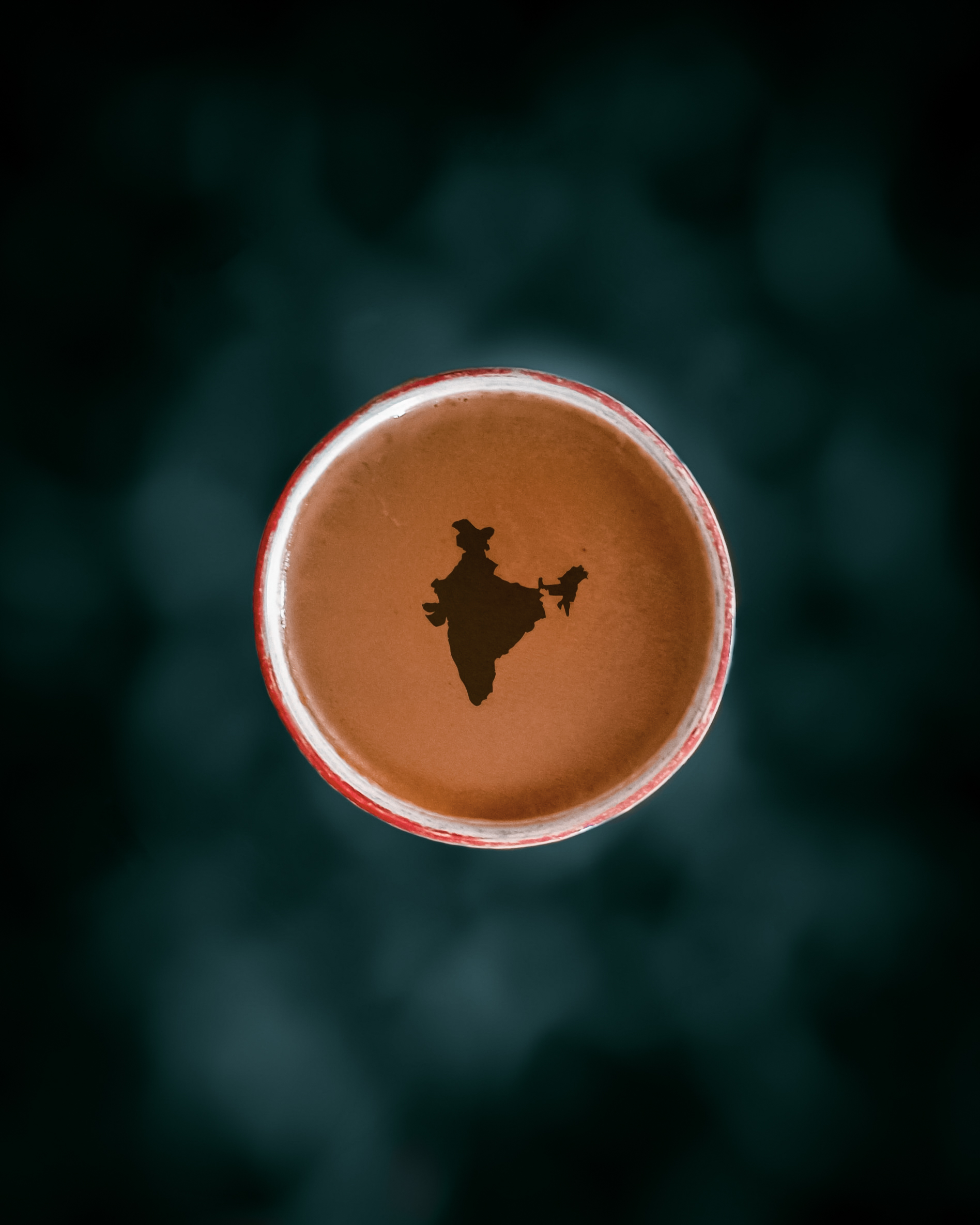 Indian map on a tea