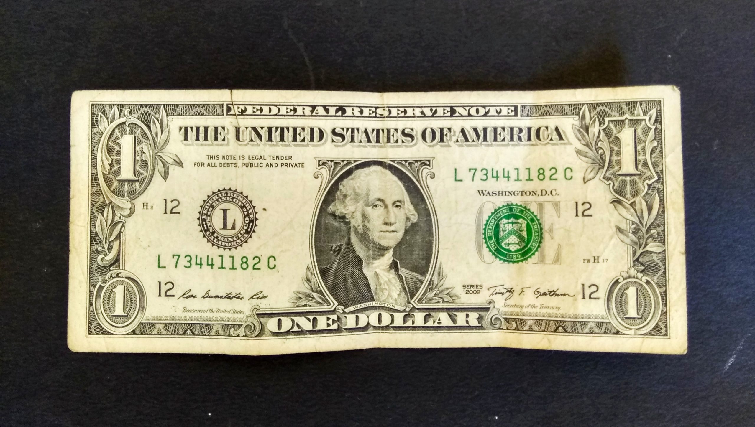 USA one dollar note