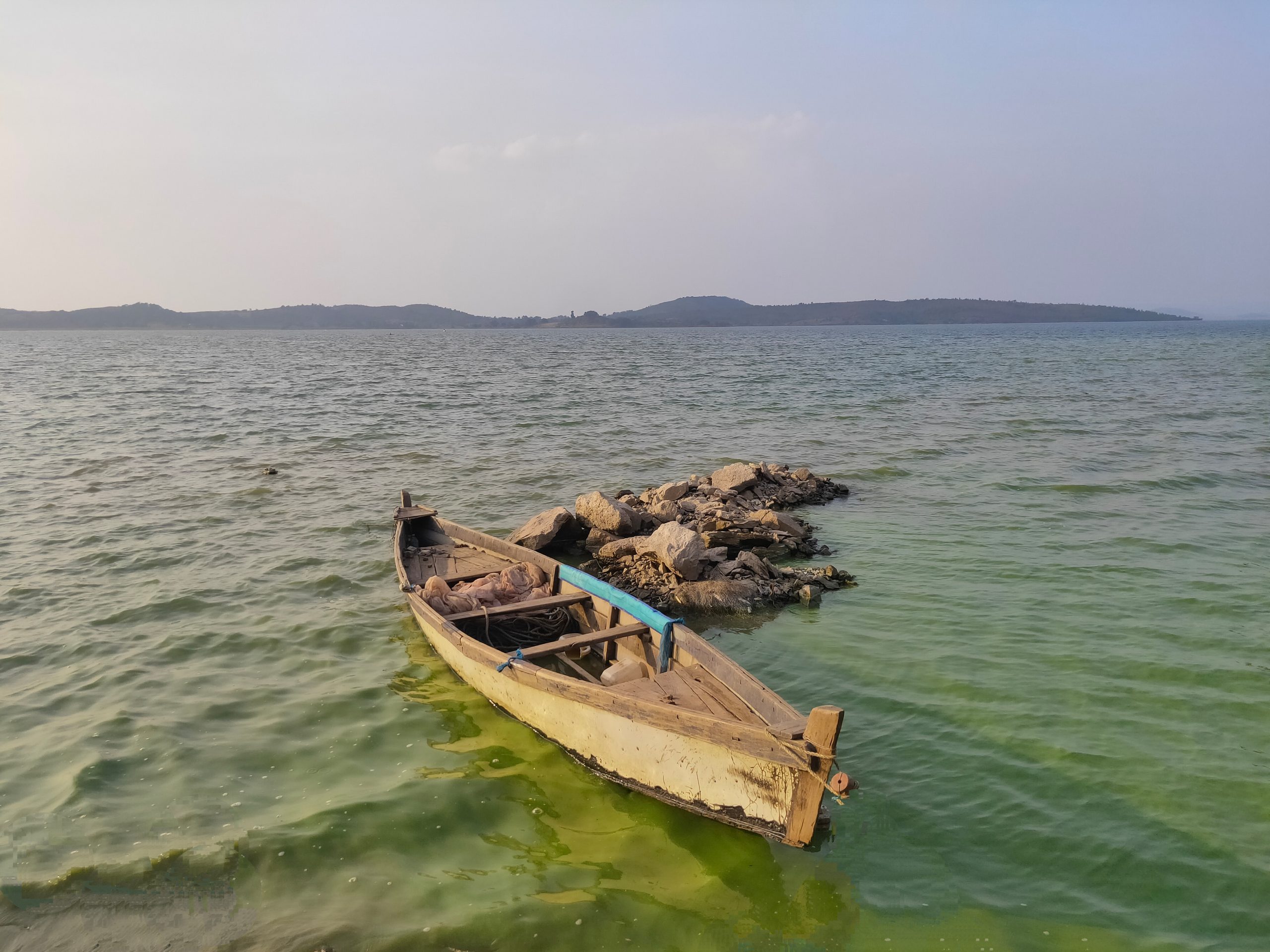 a boat amongst water waves