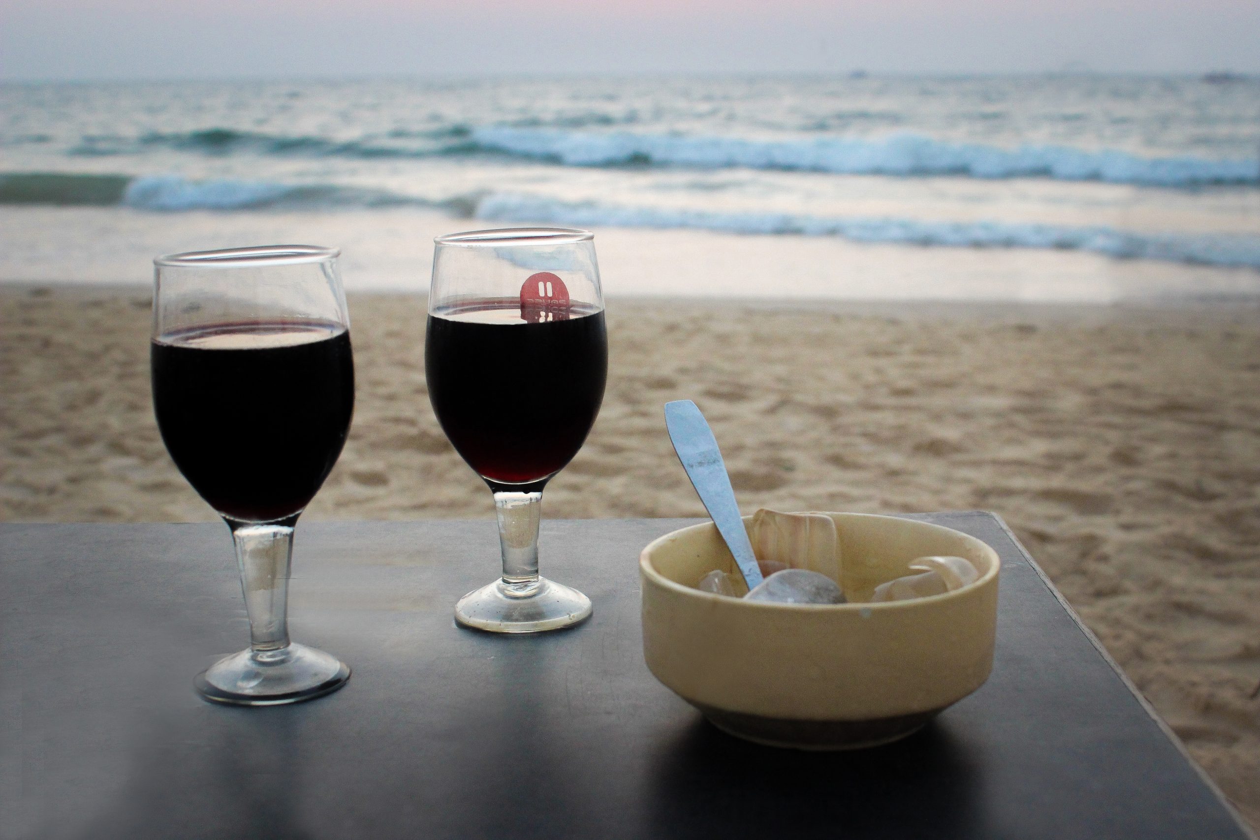 wine at the beach