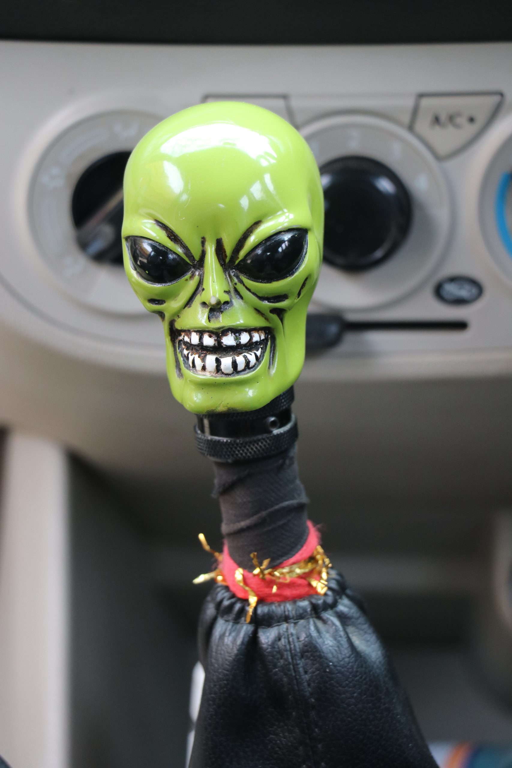 A skull on car gear lever