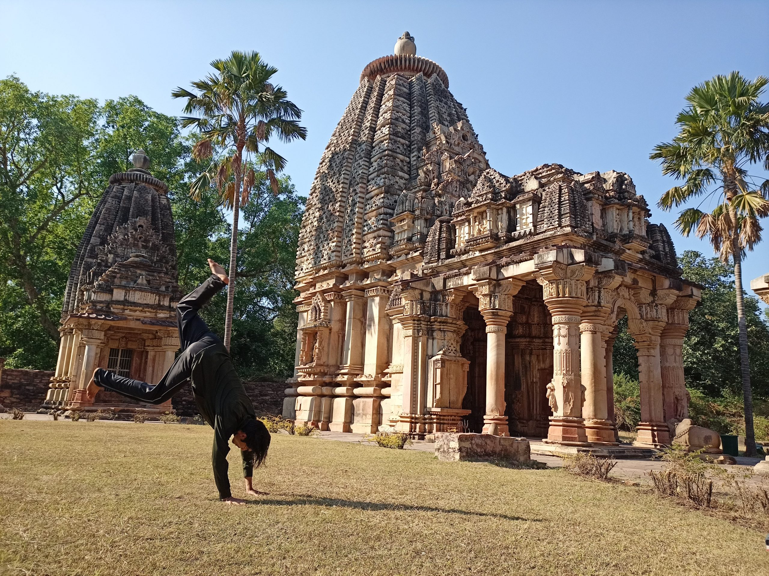 A stunt artist at an historic temple