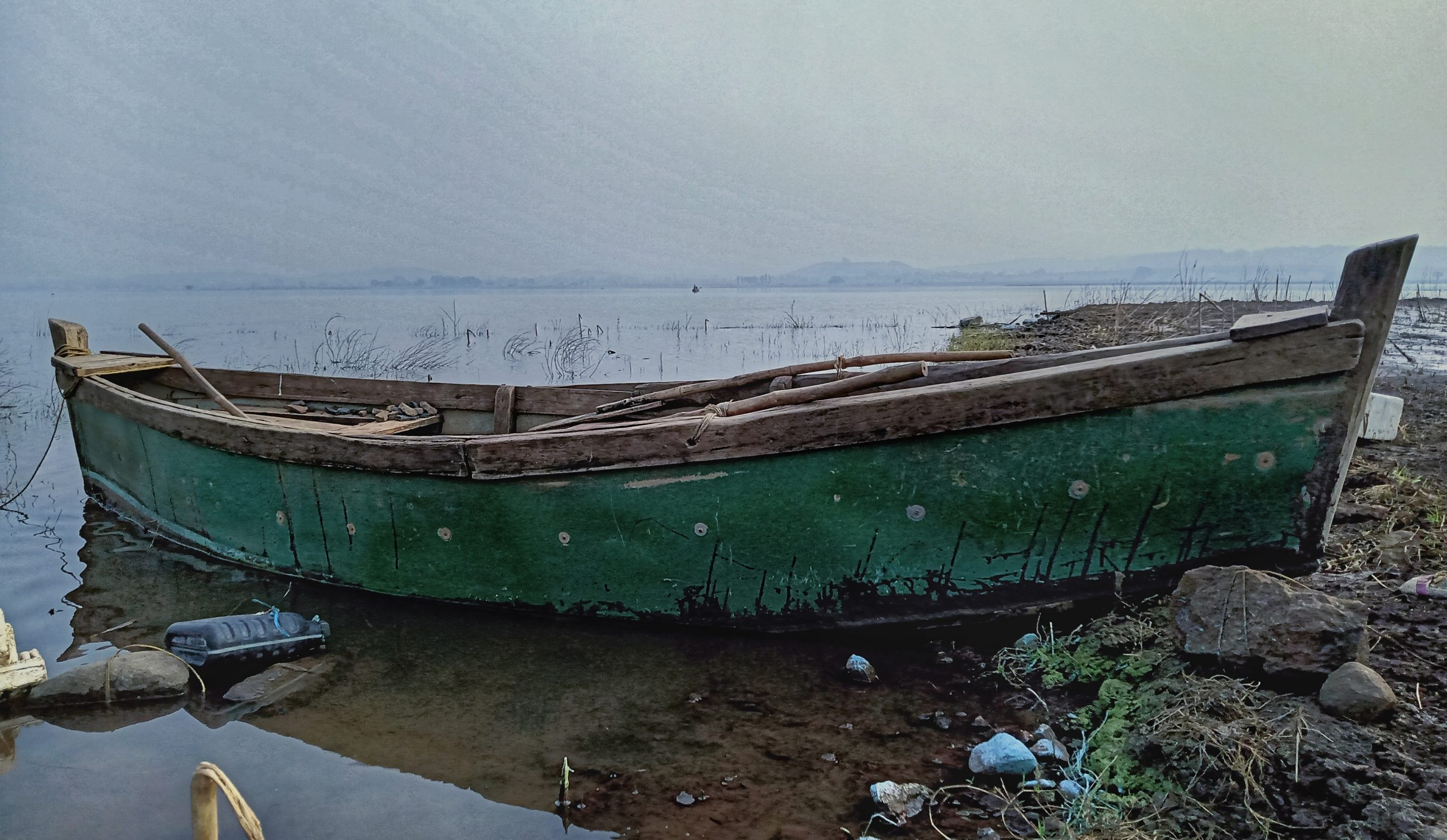 A wooden boat