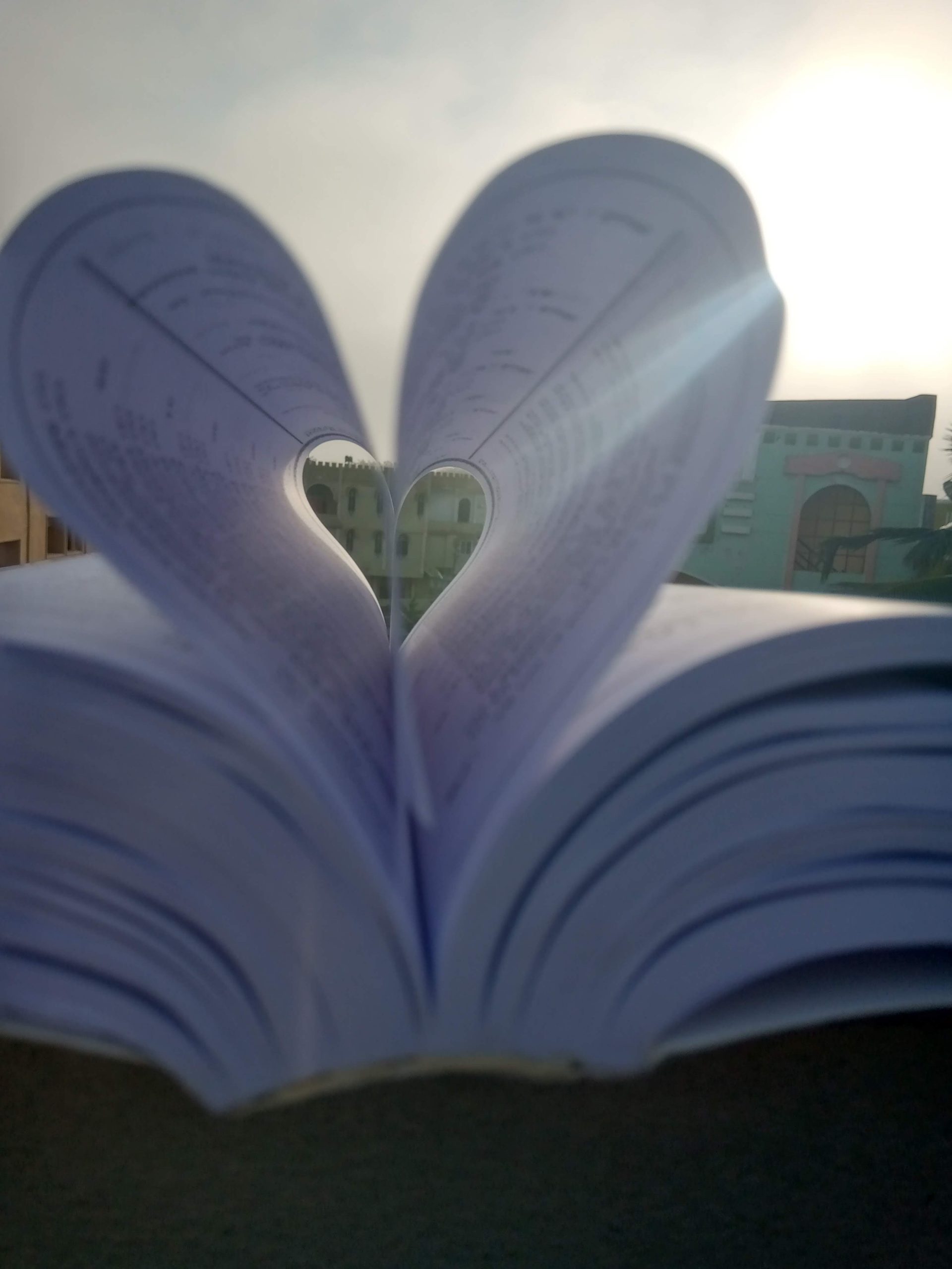 A heart shape made with book pages