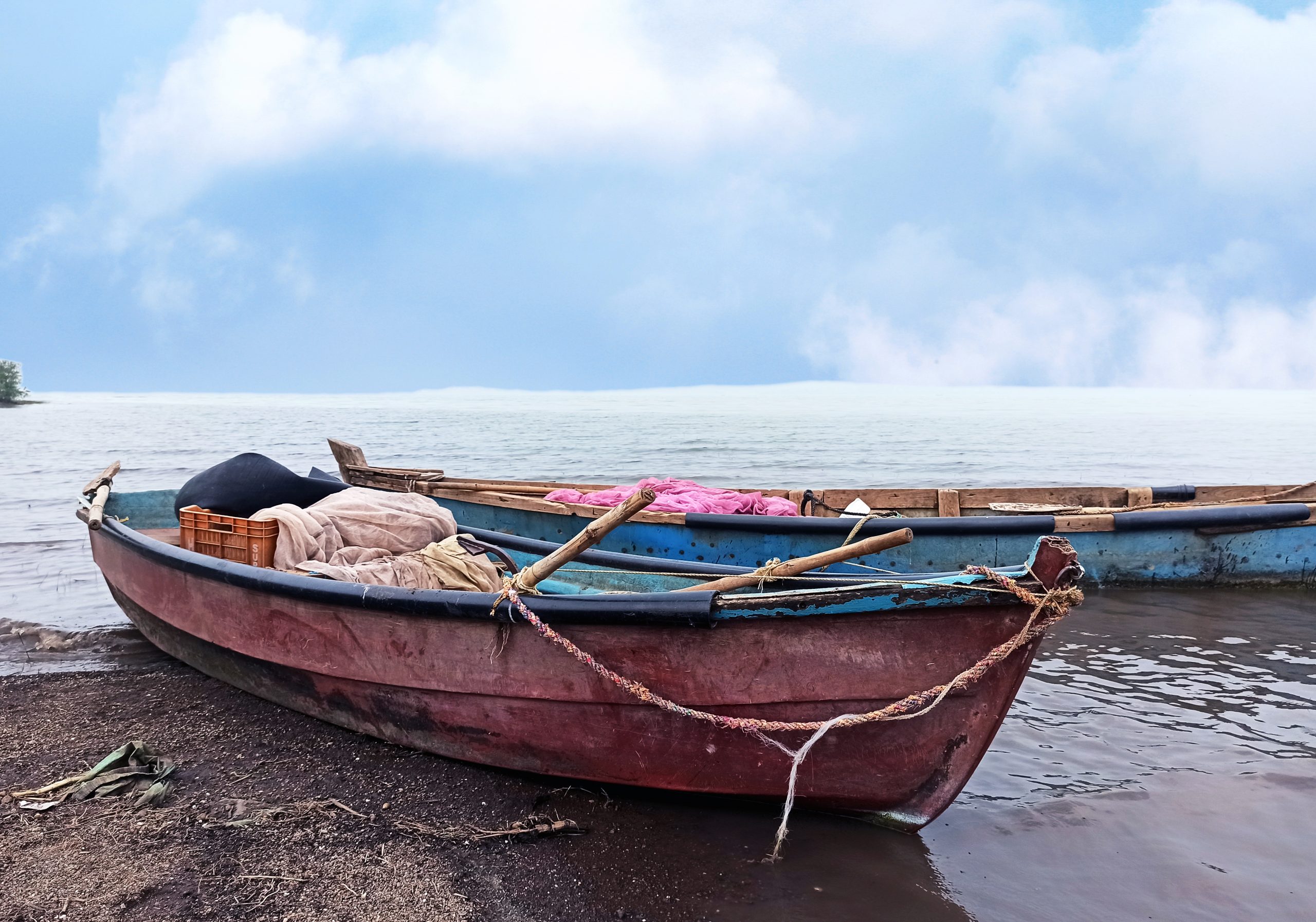 Fishing boats at a shore