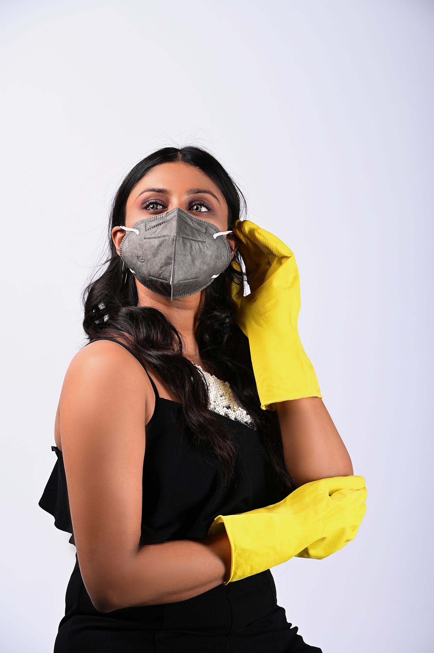 Girl posing with facemask