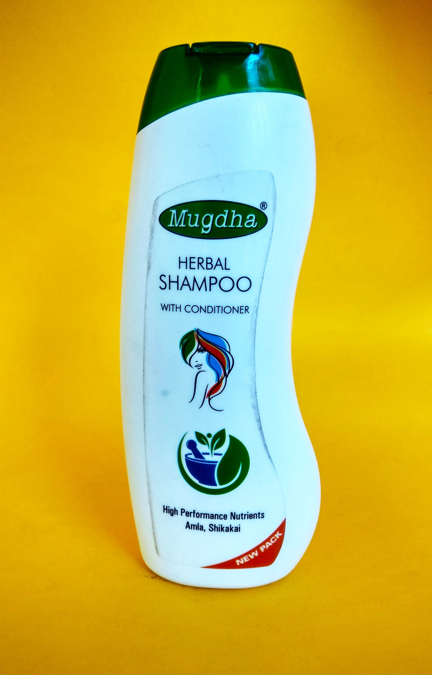 Herbal shampoo bottle
