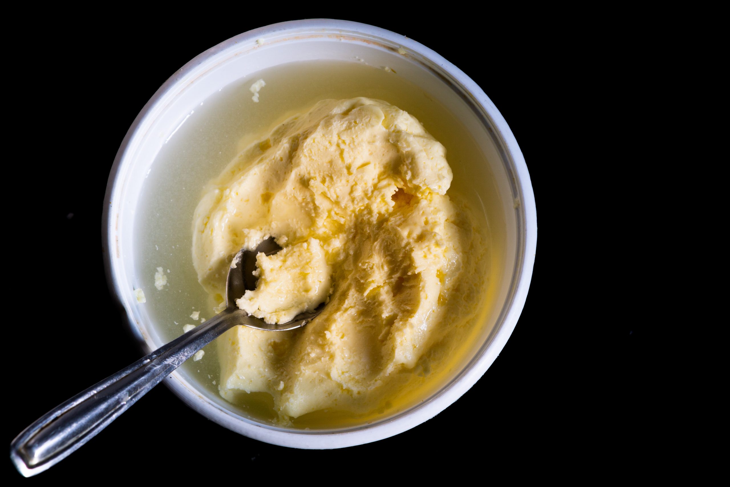 Homemade butter in a bowl