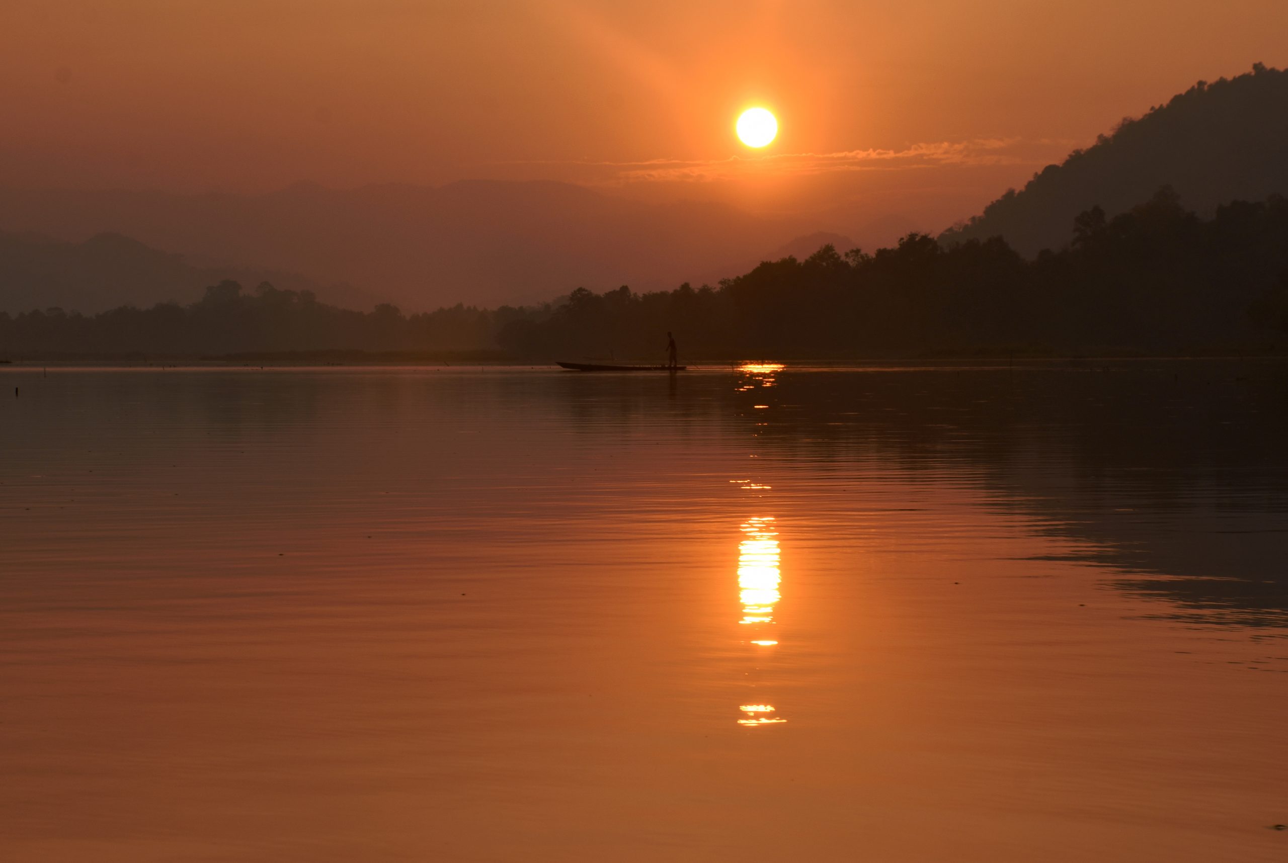 Lake during sunset