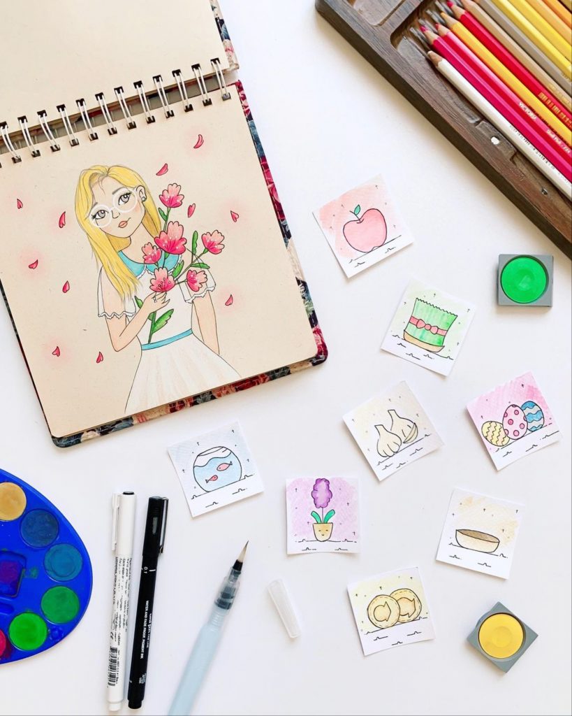 Painting of a girl on a paper - PixaHive