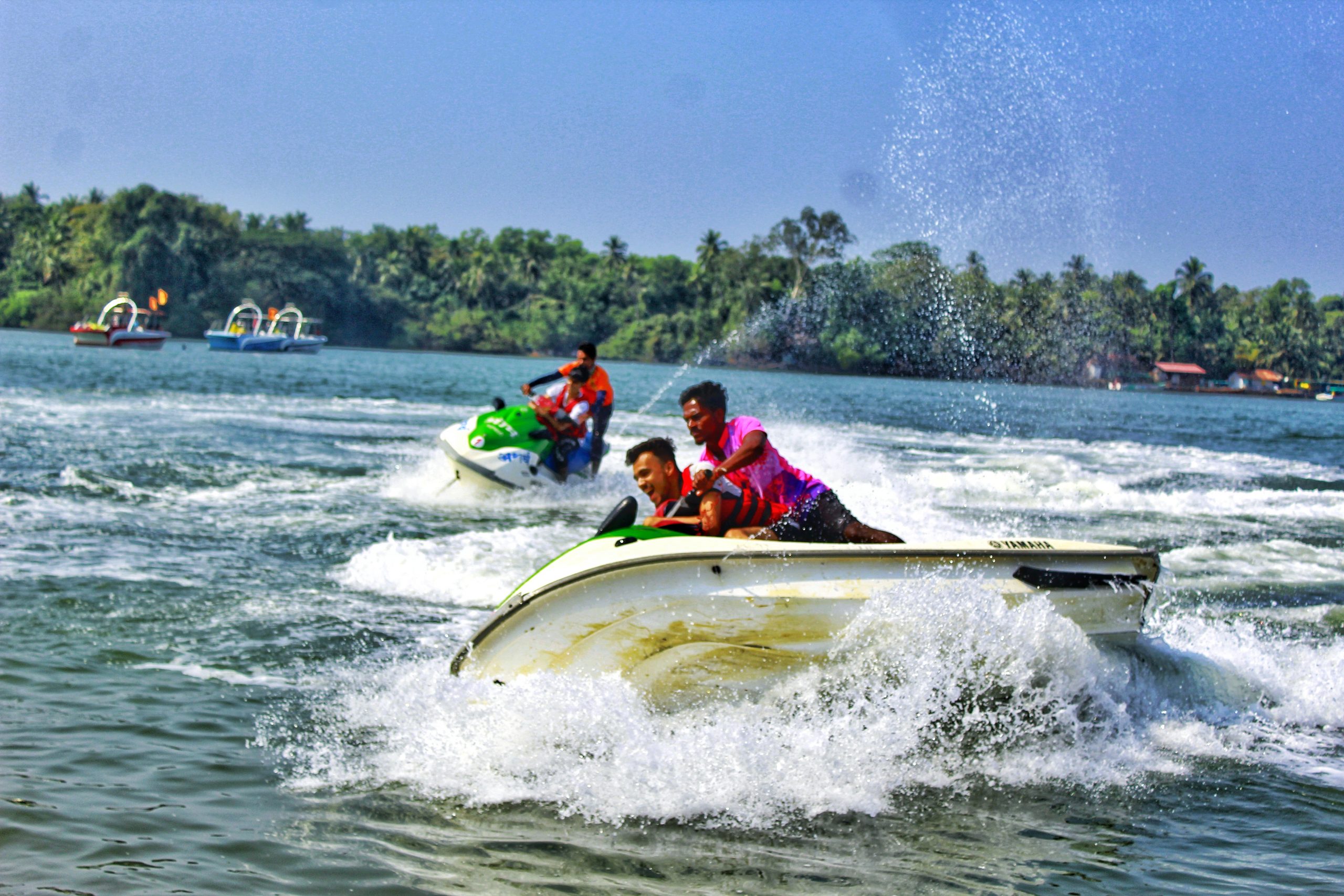 Boys on speed boat