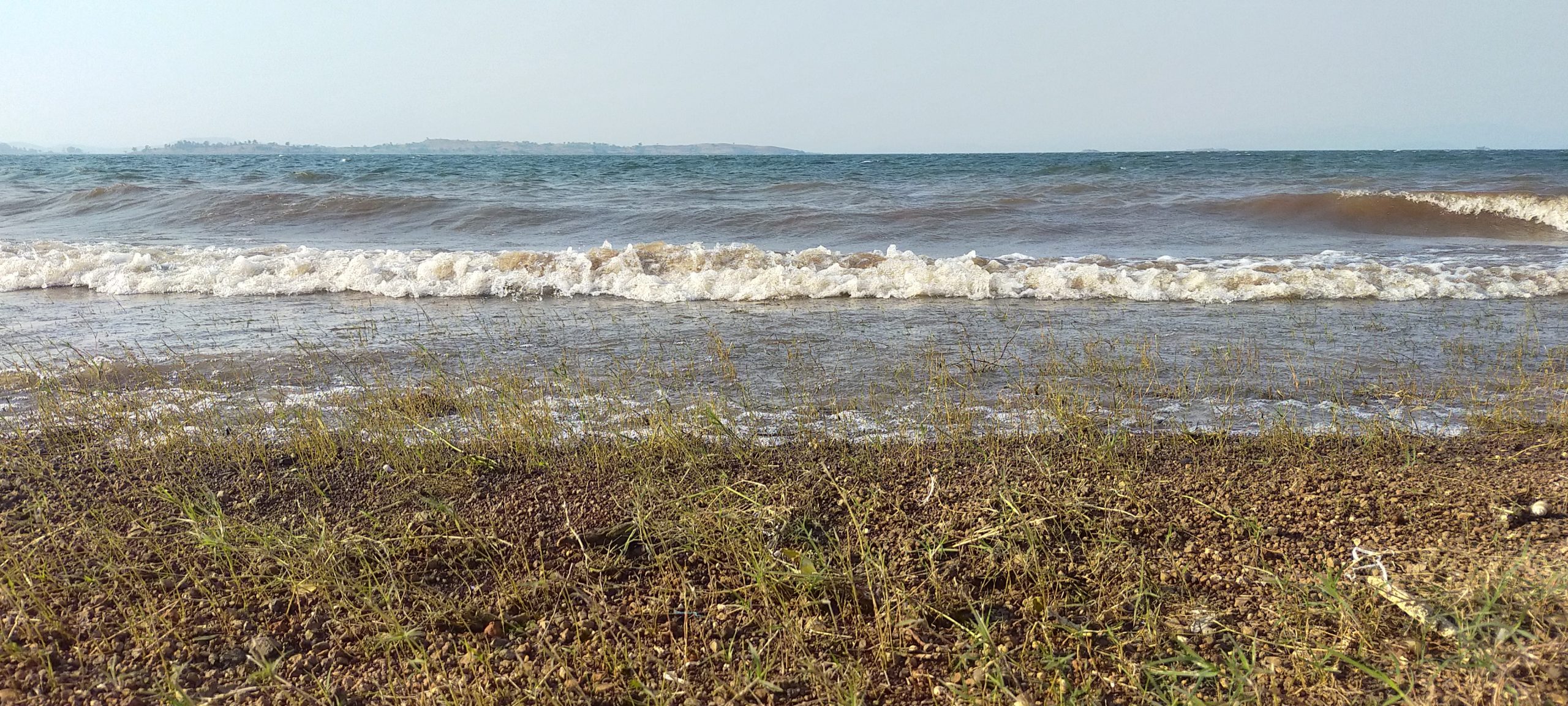 Water waves reaching shore