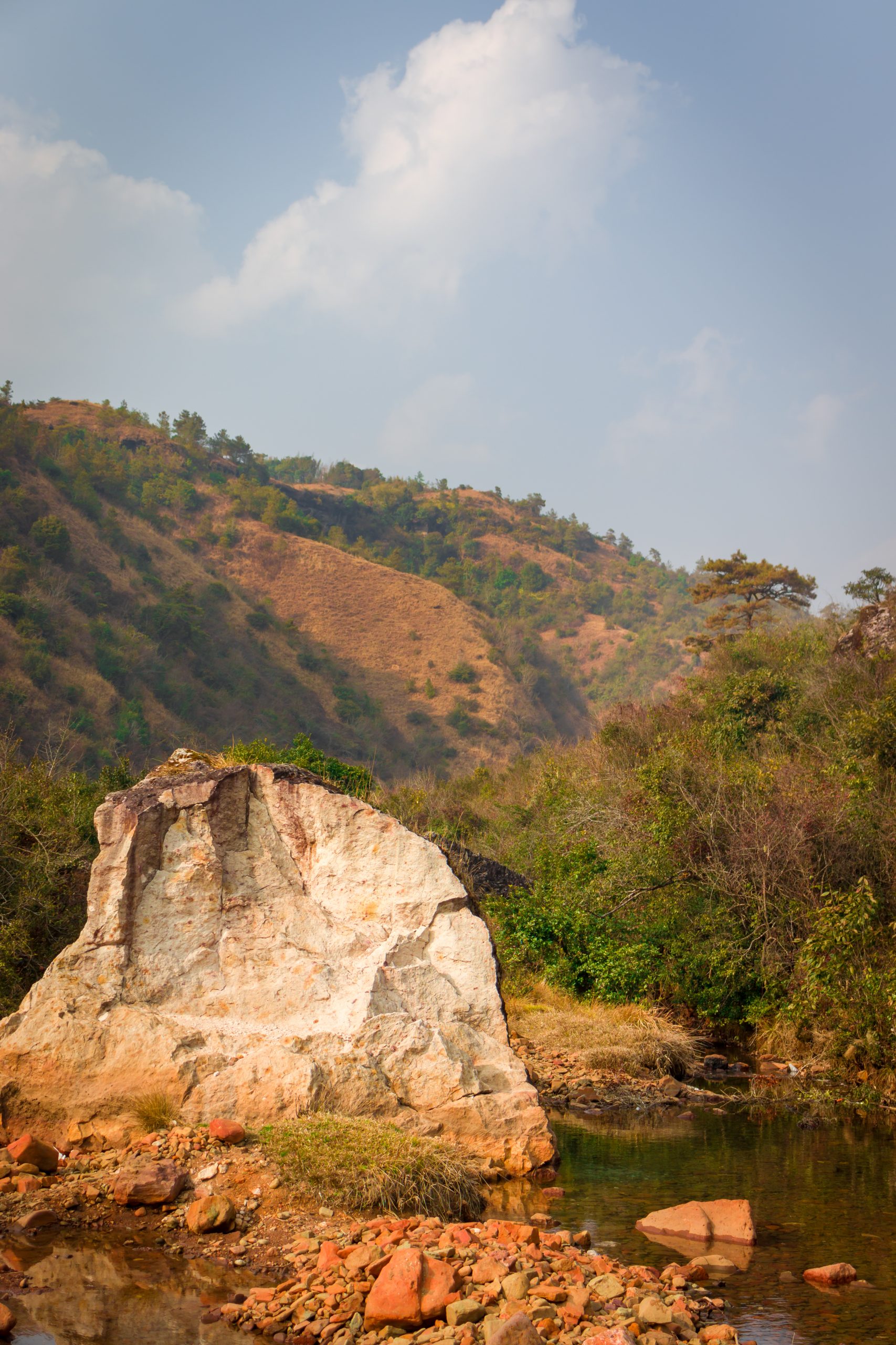 A big rock in water