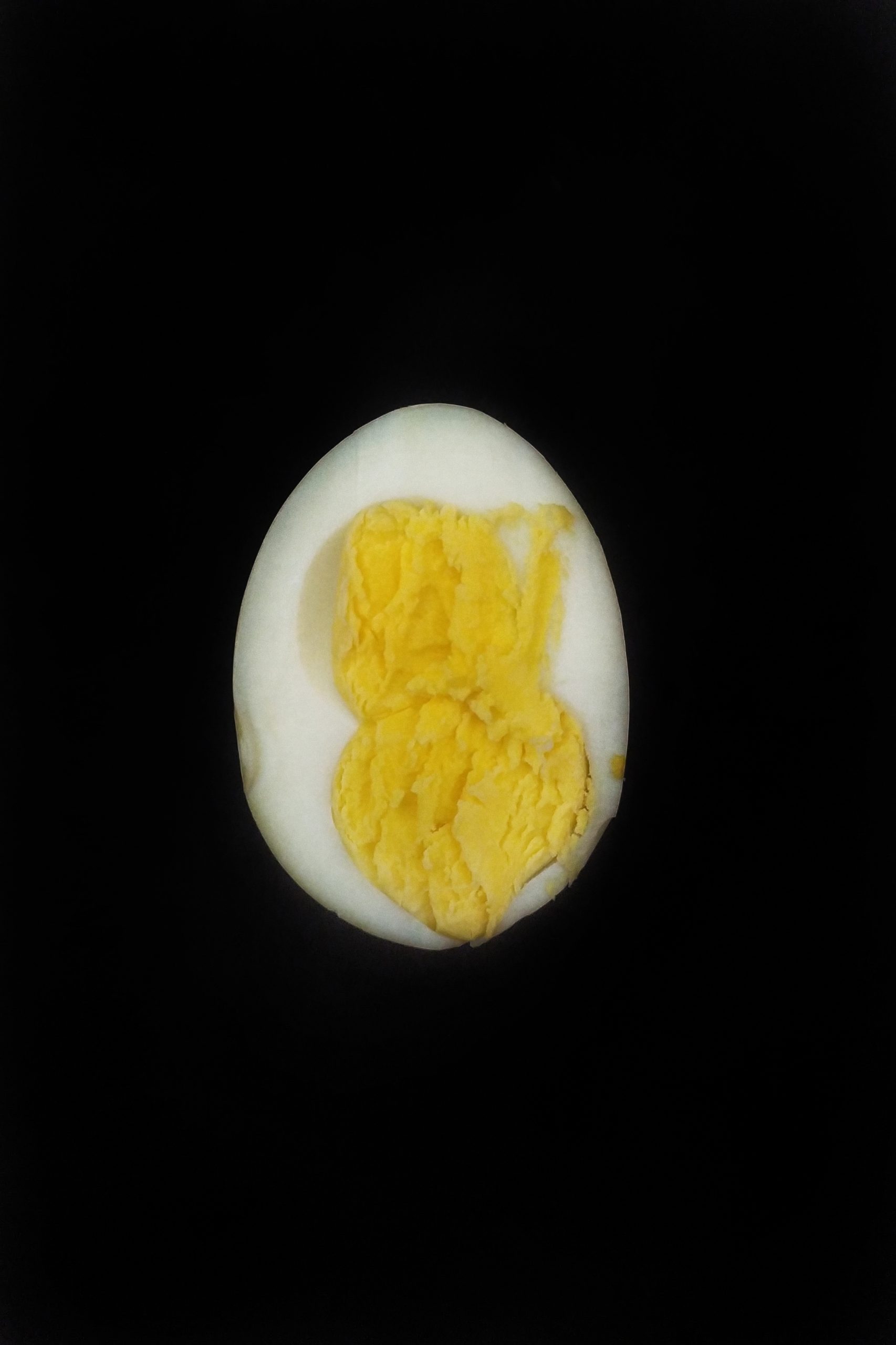 A boiled egg half piece
