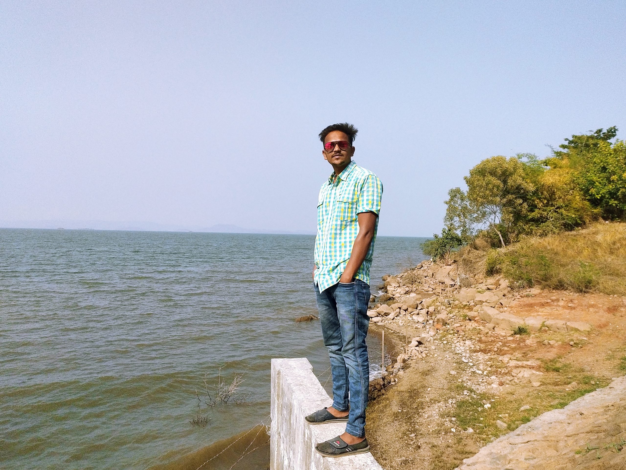 A boy at a seashore