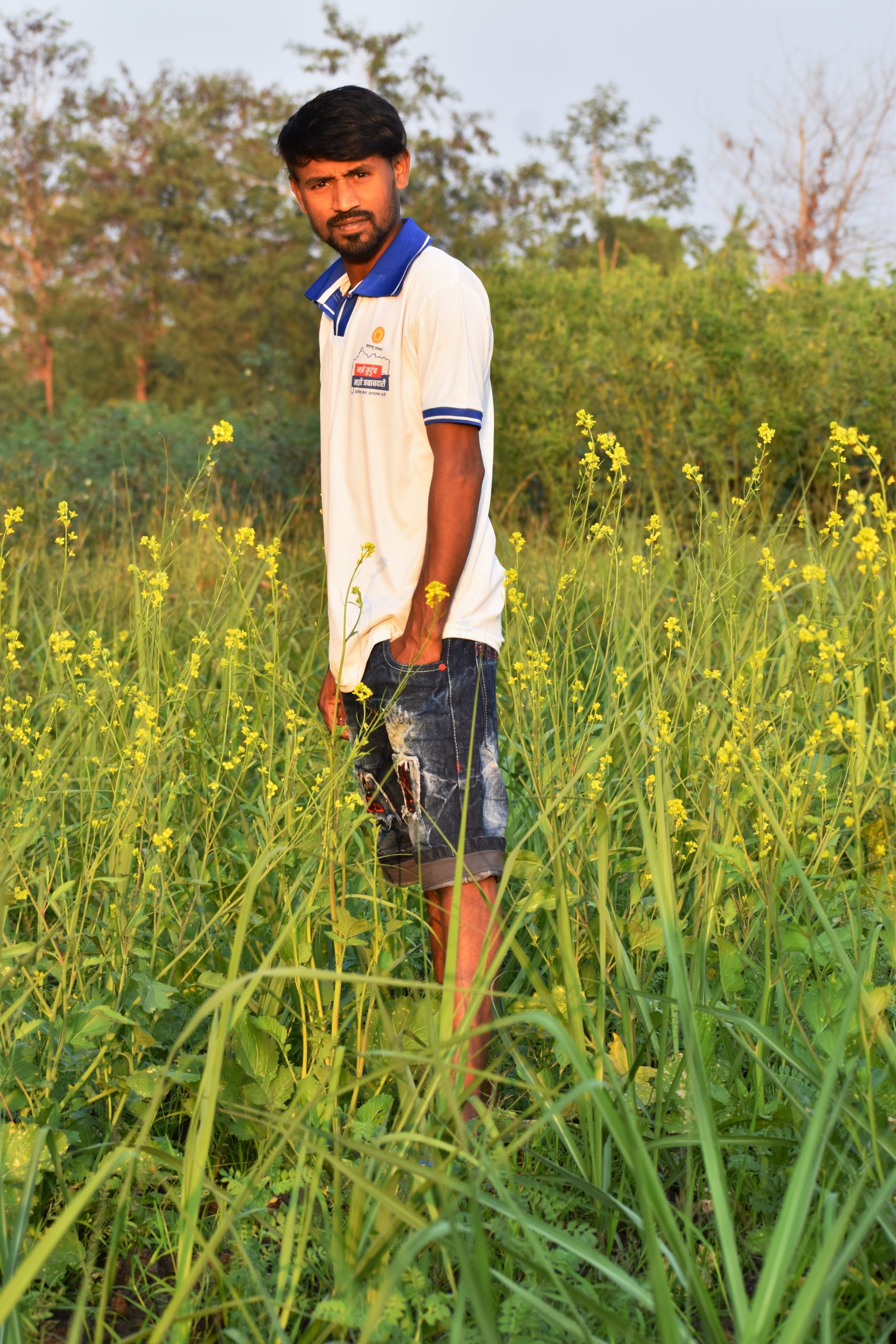 A boy in a green field