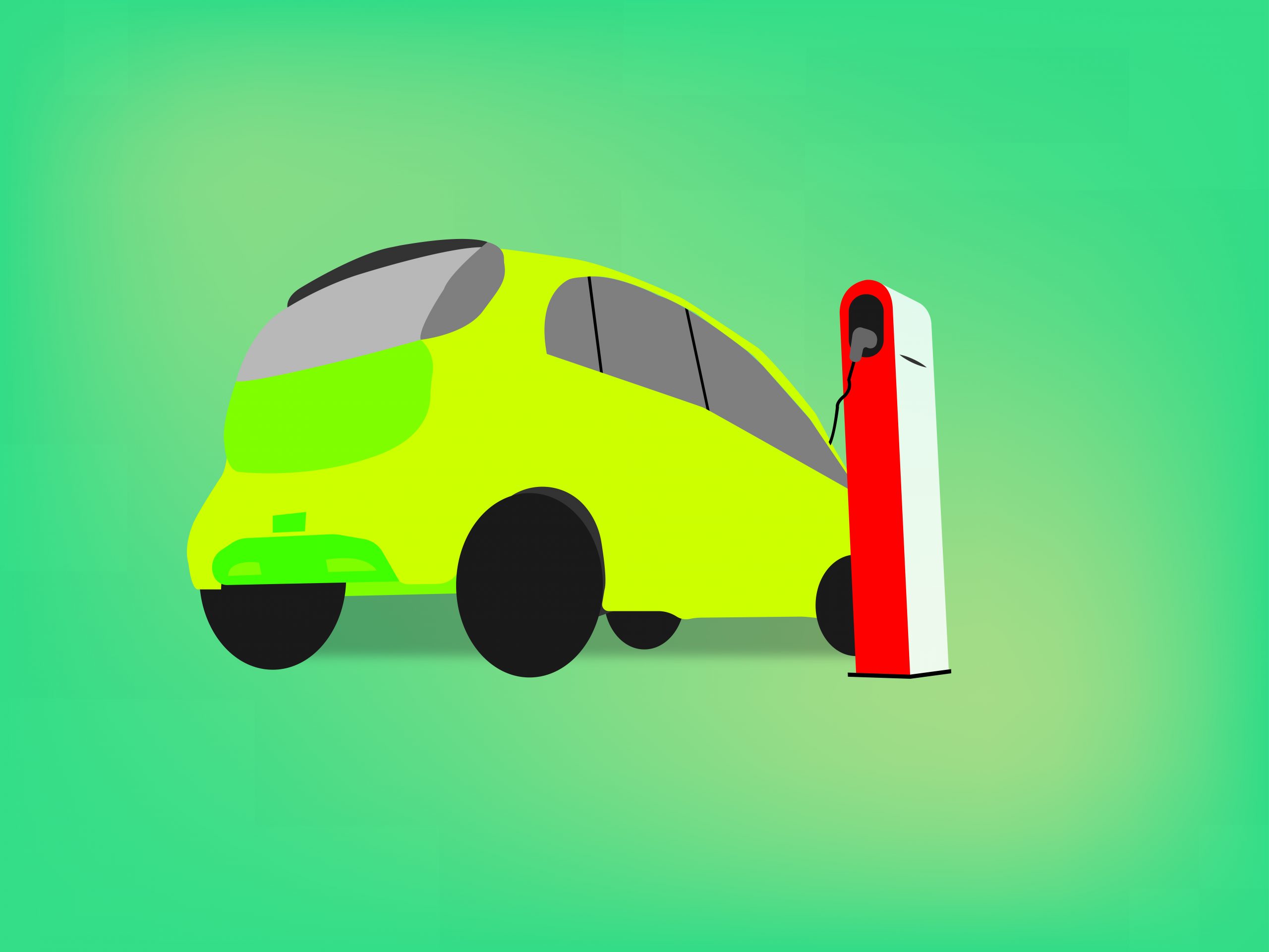 A car at petrol pump illustration